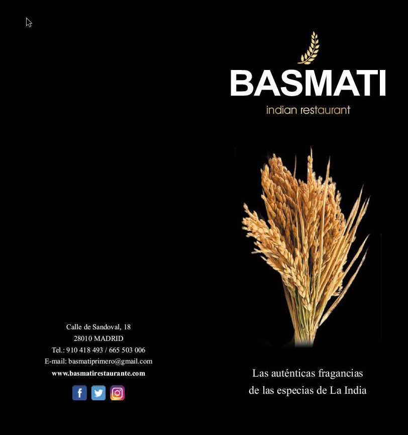 Carta Digital 2020 disponible: Carta de Basmati Indian Restaurant Carta Digital 2020 disponible: Carta de Basmati Indian Restaurant