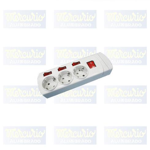 Base de 3 tomas con interruptores independientes.: Productos de Mercurio Alumbrado Base de 3 tomas con interruptores independientes.: Productos de Mercurio Alumbrado