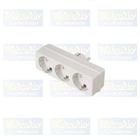Adaptador rectangular de 3 tomas con toma de tierra.: Productos de Mercurio Alumbrado Adaptador rectangular de 3 tomas con toma de tierra.: Productos de Mercurio Alumbrado