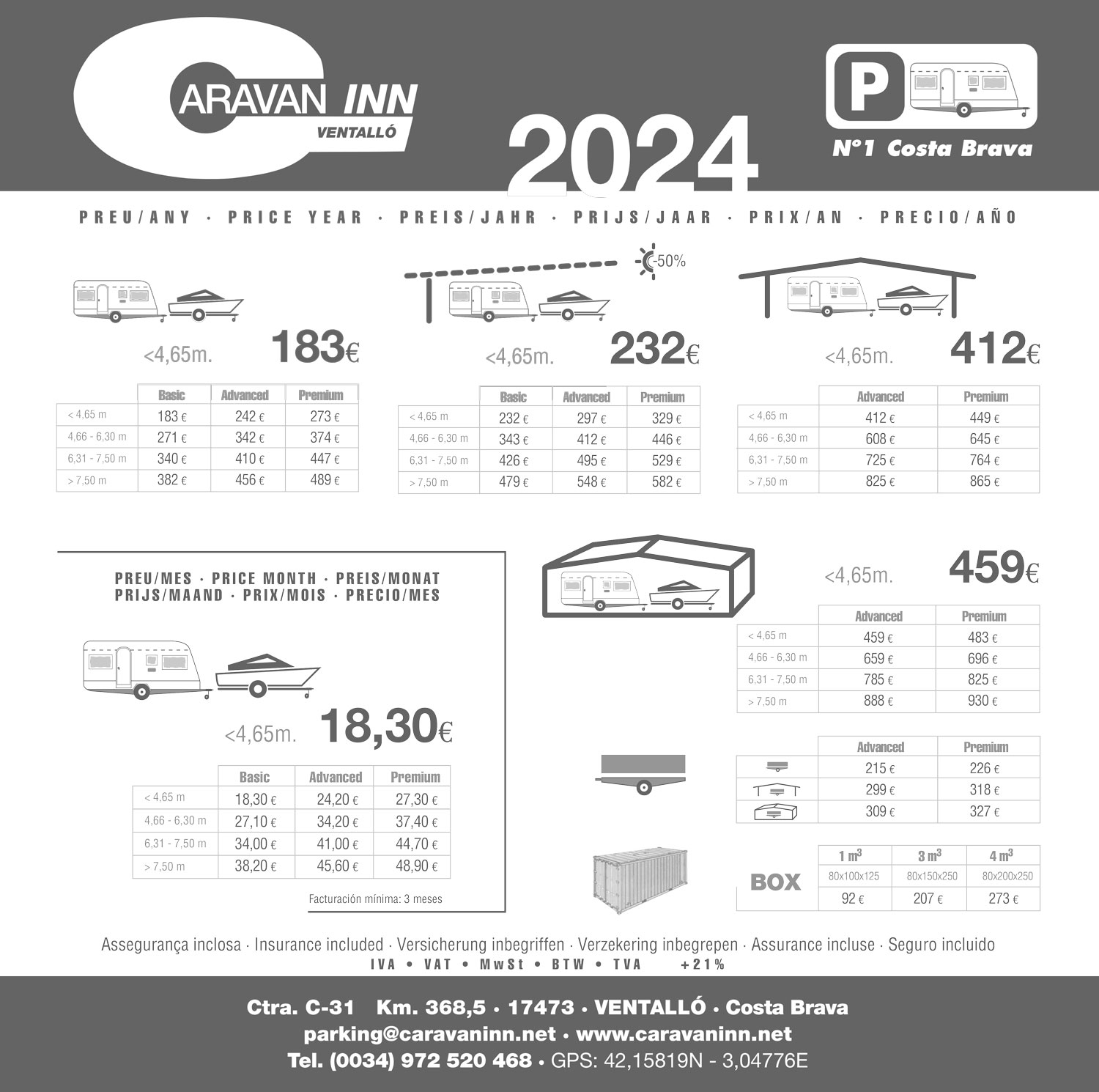 Tarifas: Servicios de Caravan Inn, S.L. Tarifas: Servicios de Caravan Inn, S.L.