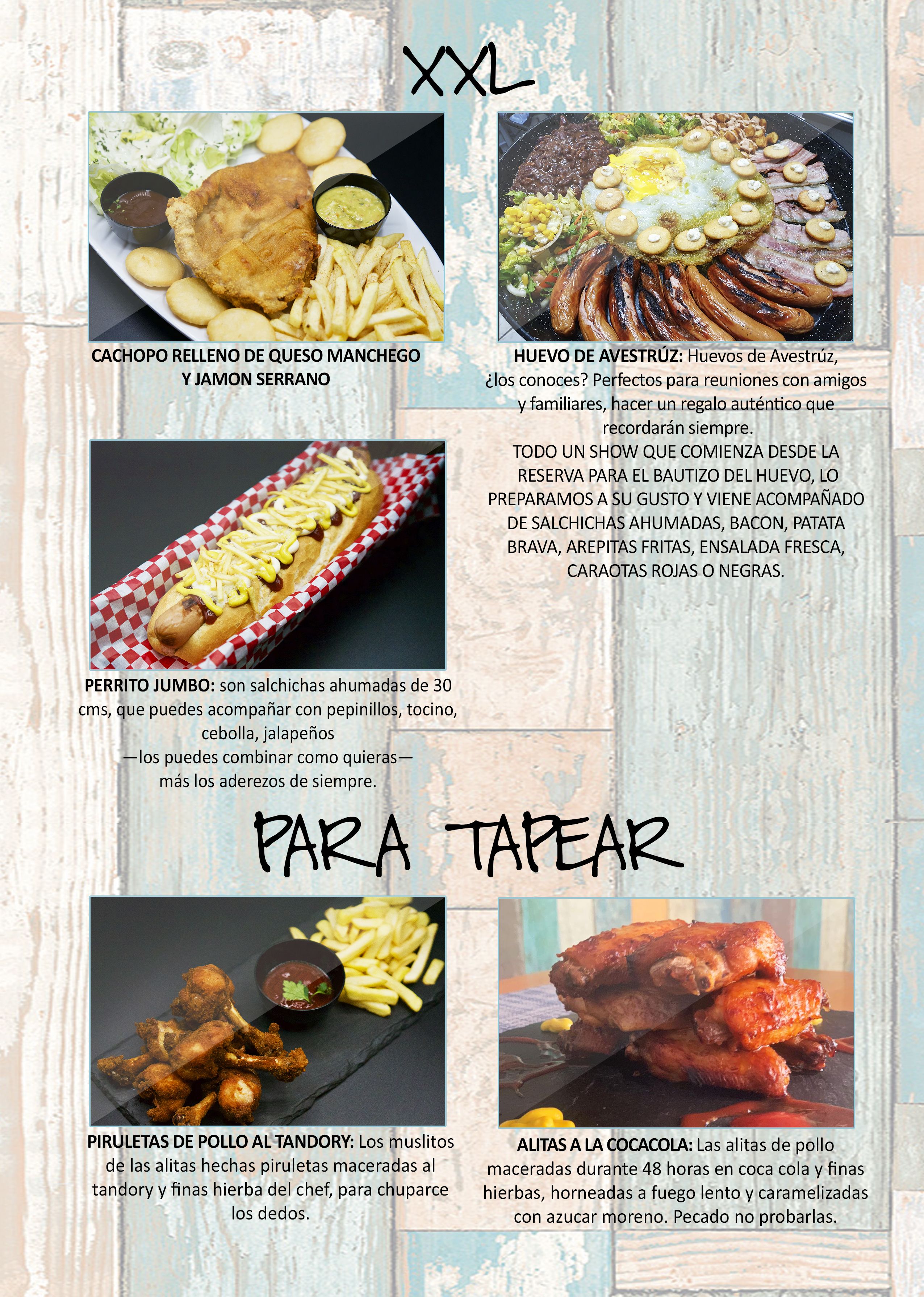 XXL: Carta de Restaurante Pal-buche XXL: Carta de Restaurante Pal-buche
