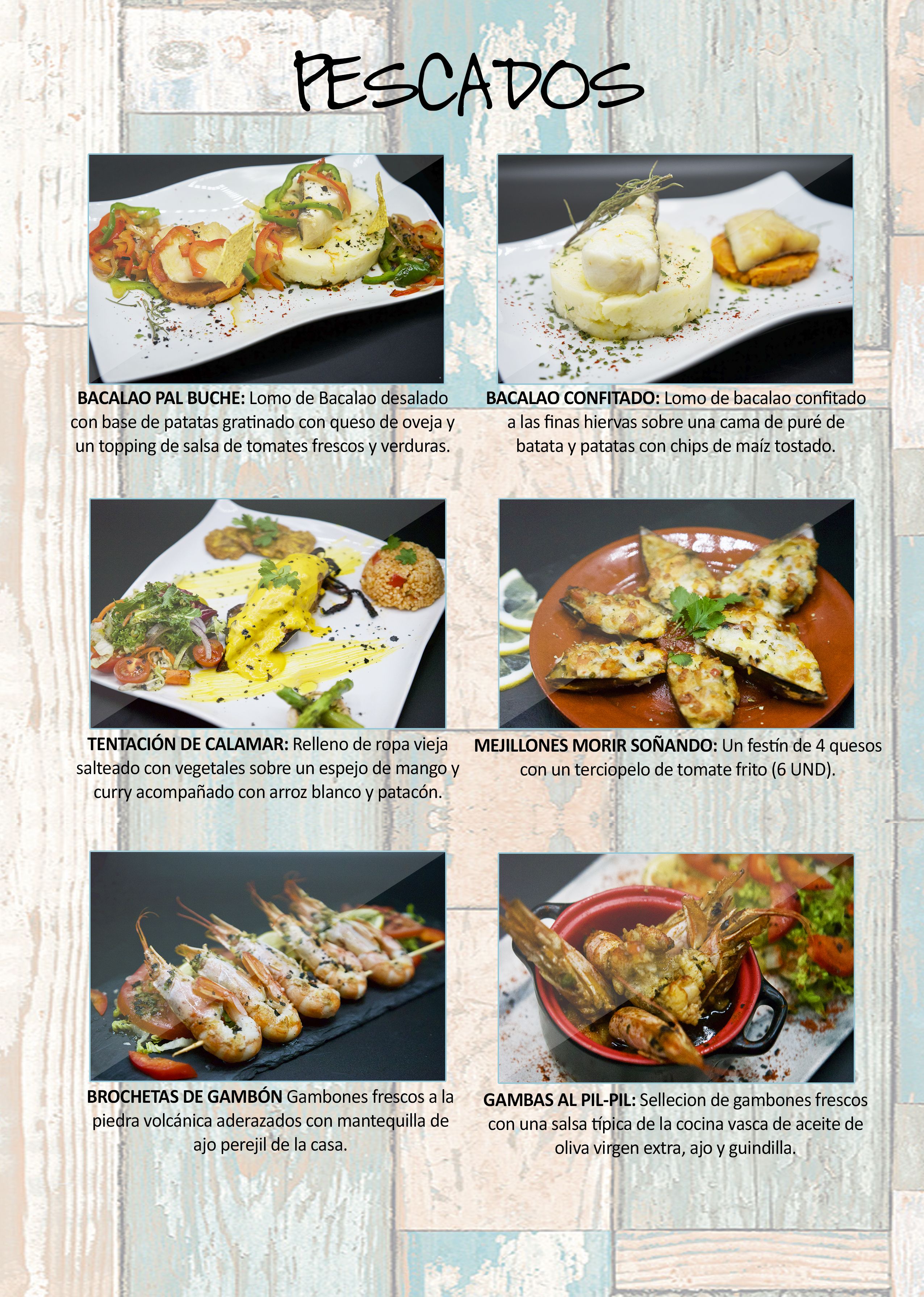 Pescados: Carta de Restaurante Pal-buche Pescados: Carta de Restaurante Pal-buche