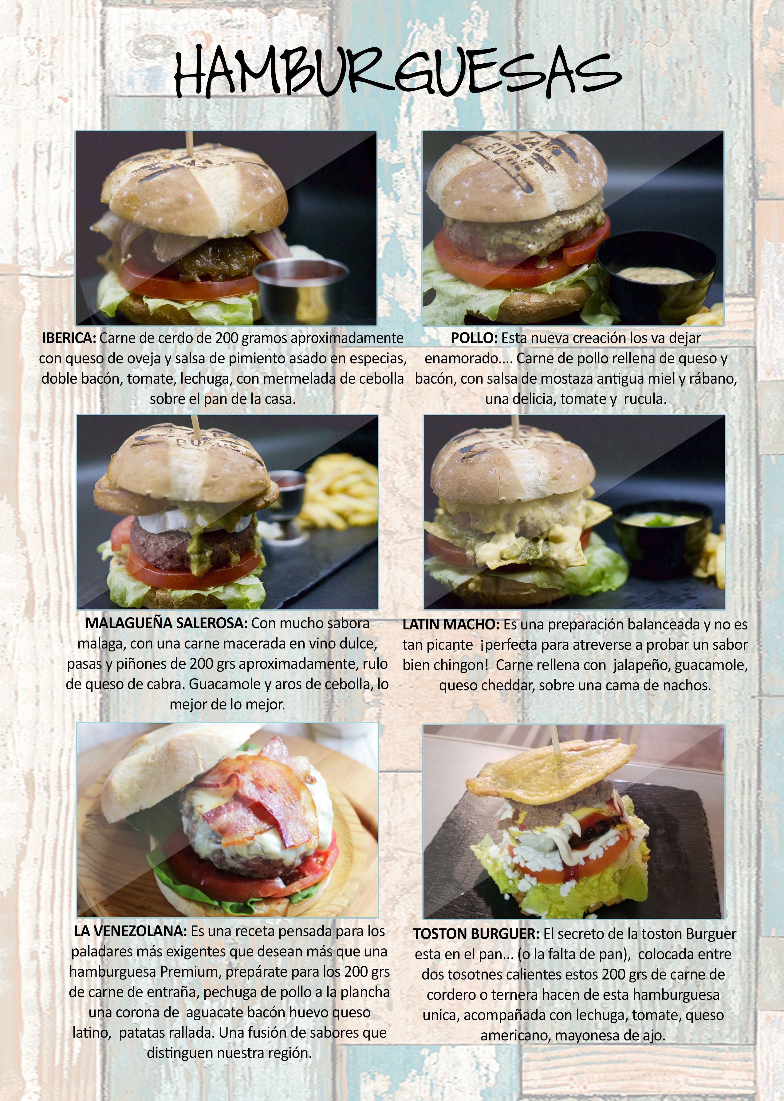 Hamburguesas: Carta de Restaurante Pal-buche Hamburguesas: Carta de Restaurante Pal-buche