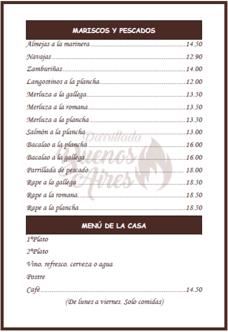 Mariscos y pescados - Parrillada Buenos Aires A Coruña Mariscos y pescados - Parrillada Buenos Aires A Coruña