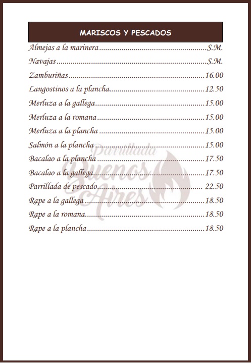 Mariscos y pescados - Parrillada Buenos Aires A Coruña Mariscos y pescados - Parrillada Buenos Aires A Coruña