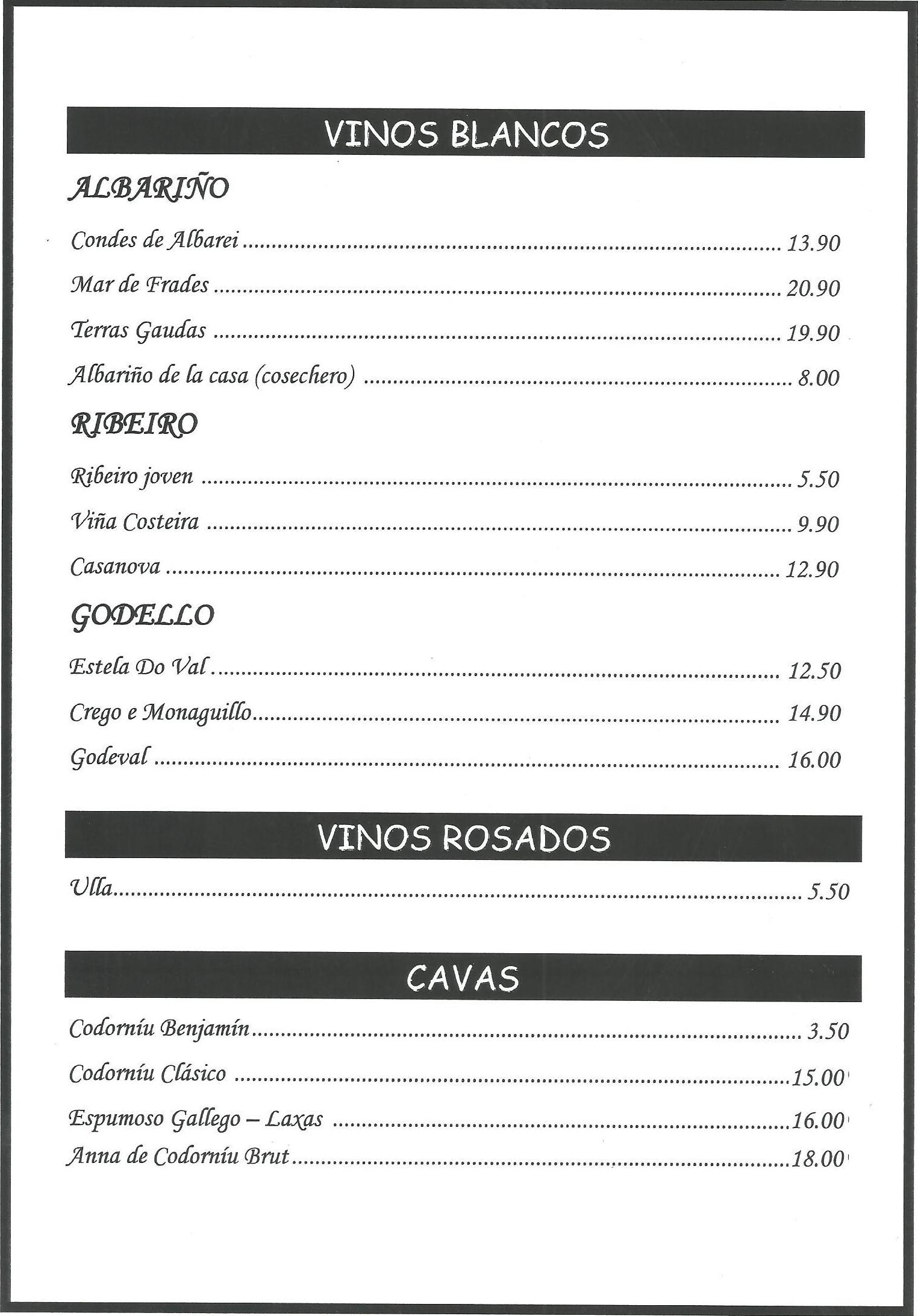 Vinos blancos, rosados, cavas - Parrillada Buenos Aires A Coruña Vinos blancos, rosados, cavas - Parrillada Buenos Aires A Coruña