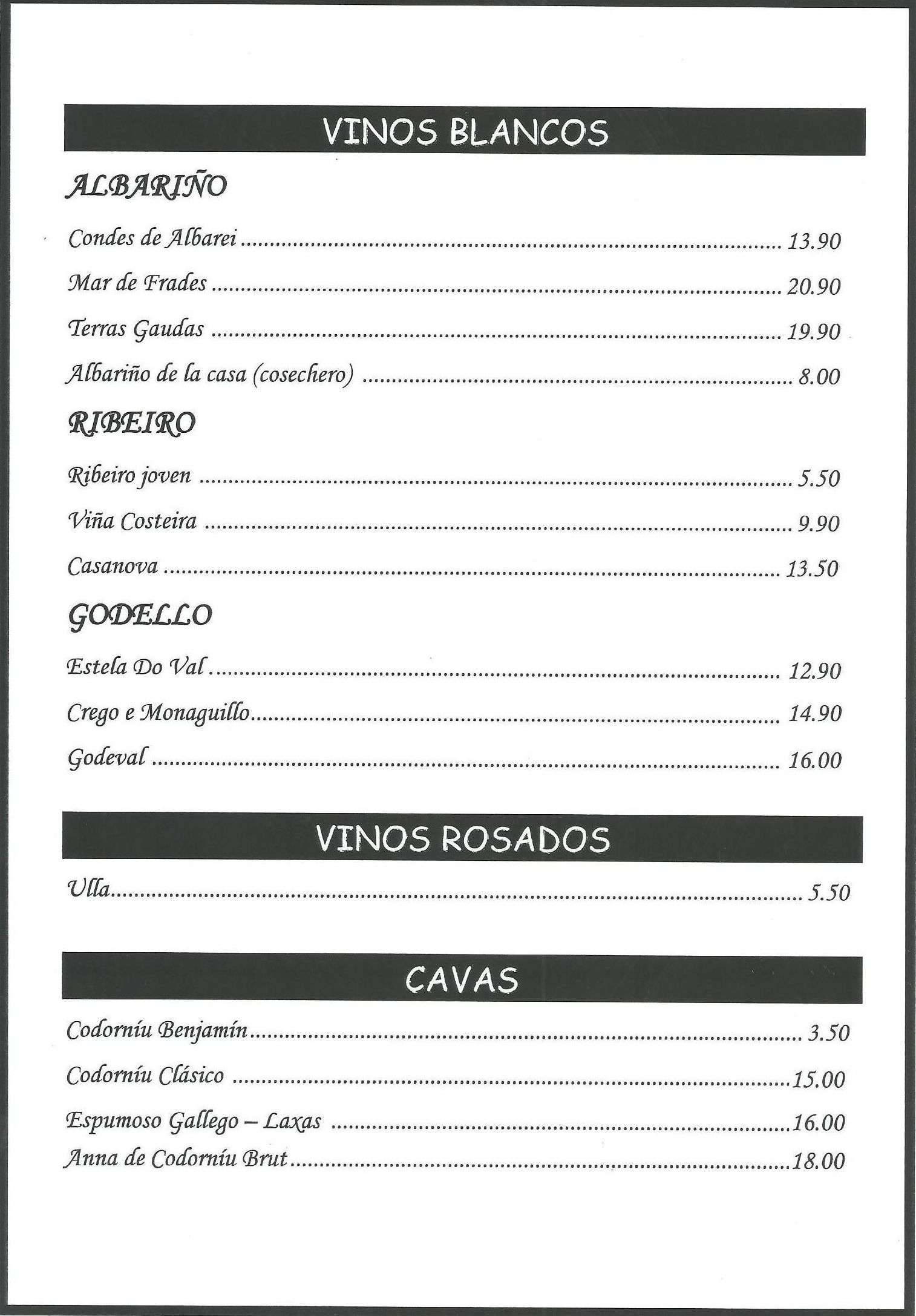 Vinos blancos, rosados, cavas - Parrillada Buenos Aires A Coruña Vinos blancos, rosados, cavas - Parrillada Buenos Aires A Coruña