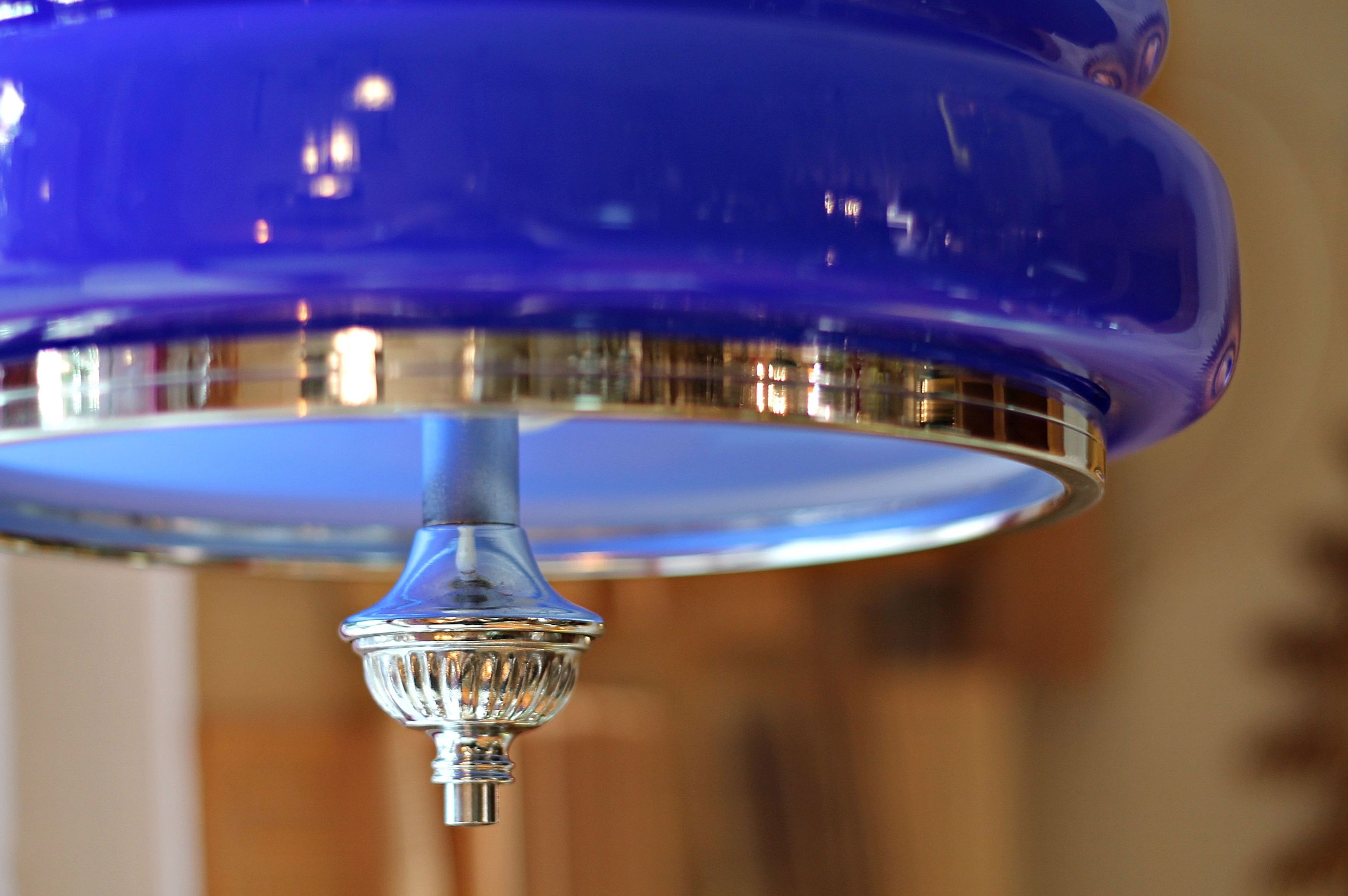 Lámpara de cristal opalino azul Klein: Artículos de Ruzafa Vintage Lámpara de cristal opalino azul Klein: Artículos de Ruzafa Vintage