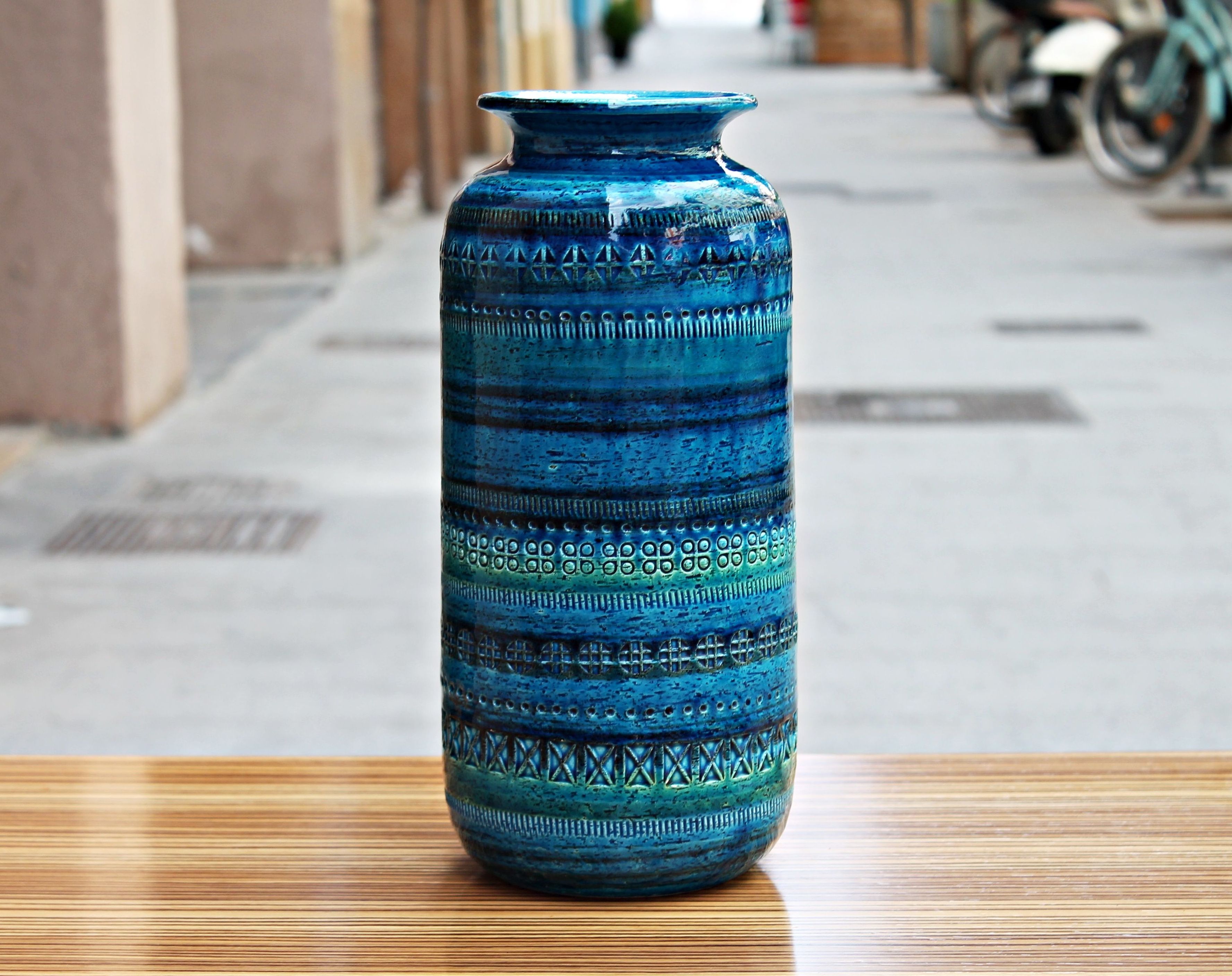Jarrón de gran tamaño Rimini Blu para Bitossi: Artículos de Ruzafa Vintage Jarrón de gran tamaño Rimini Blu para Bitossi: Artículos de Ruzafa Vintage