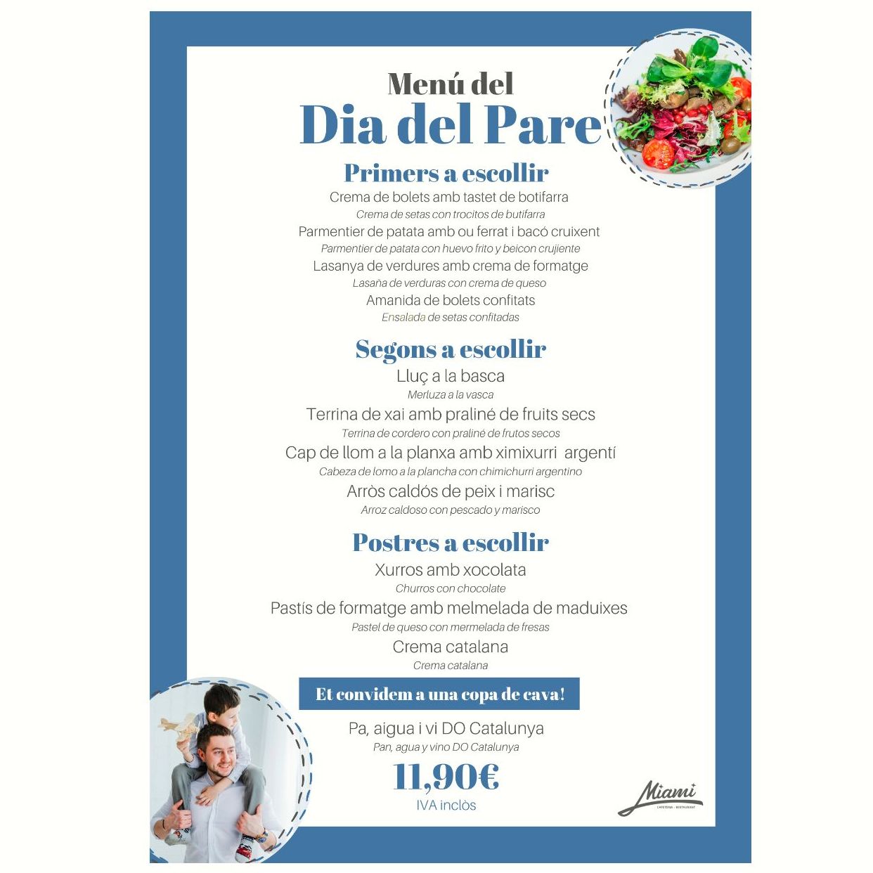 MENÚ DEL DÍA DEL PADRE: Carta y Menús de Restaurant Miami MENÚ DEL DÍA DEL PADRE: Carta y Menús de Restaurant Miami
