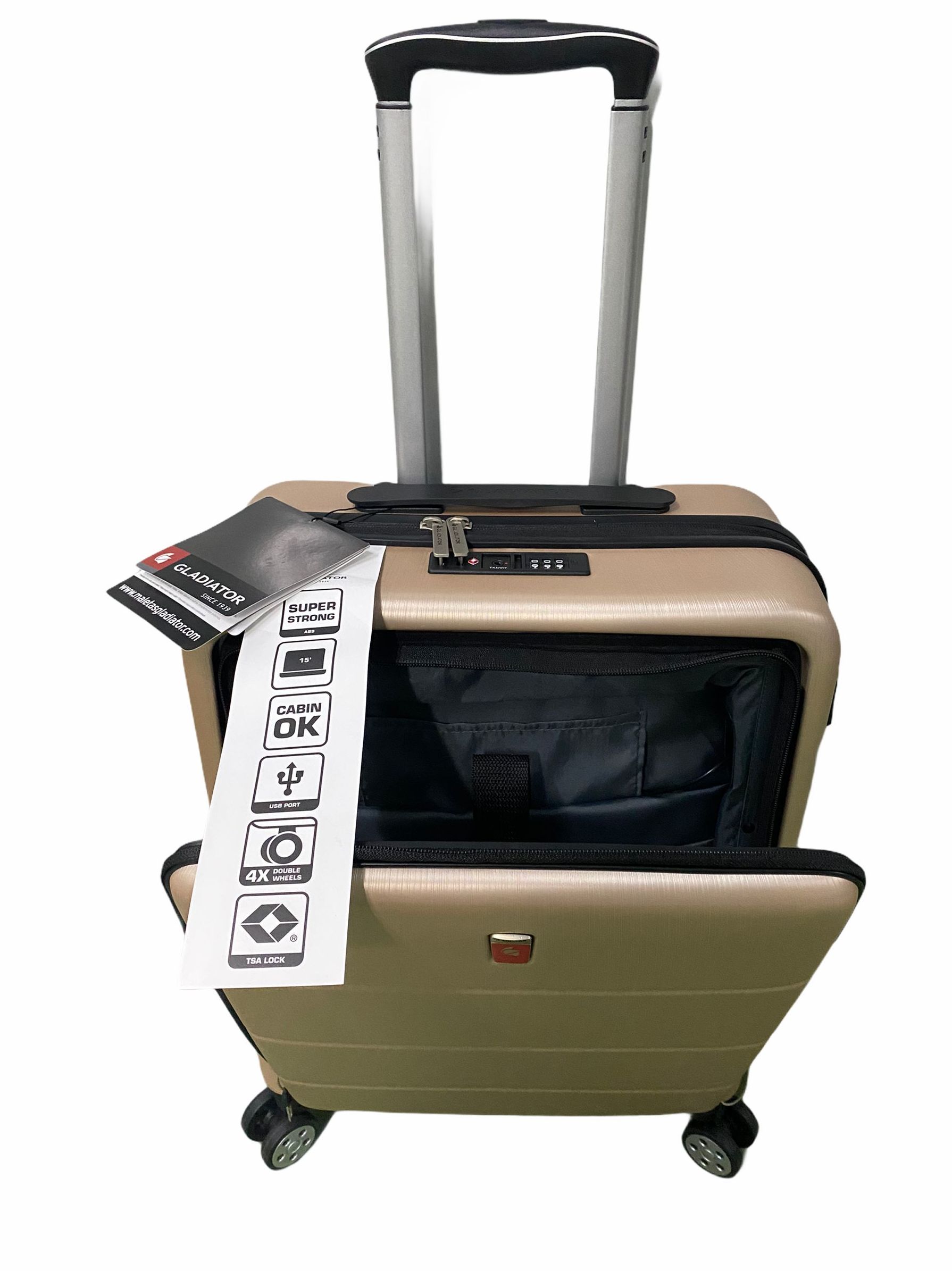 Maleta cabina , con bolsillo para ordenador, material polipropileno, con TSA, precio 75€ Maleta cabina , con bolsillo para ordenador, material polipropileno, con TSA, precio 75€