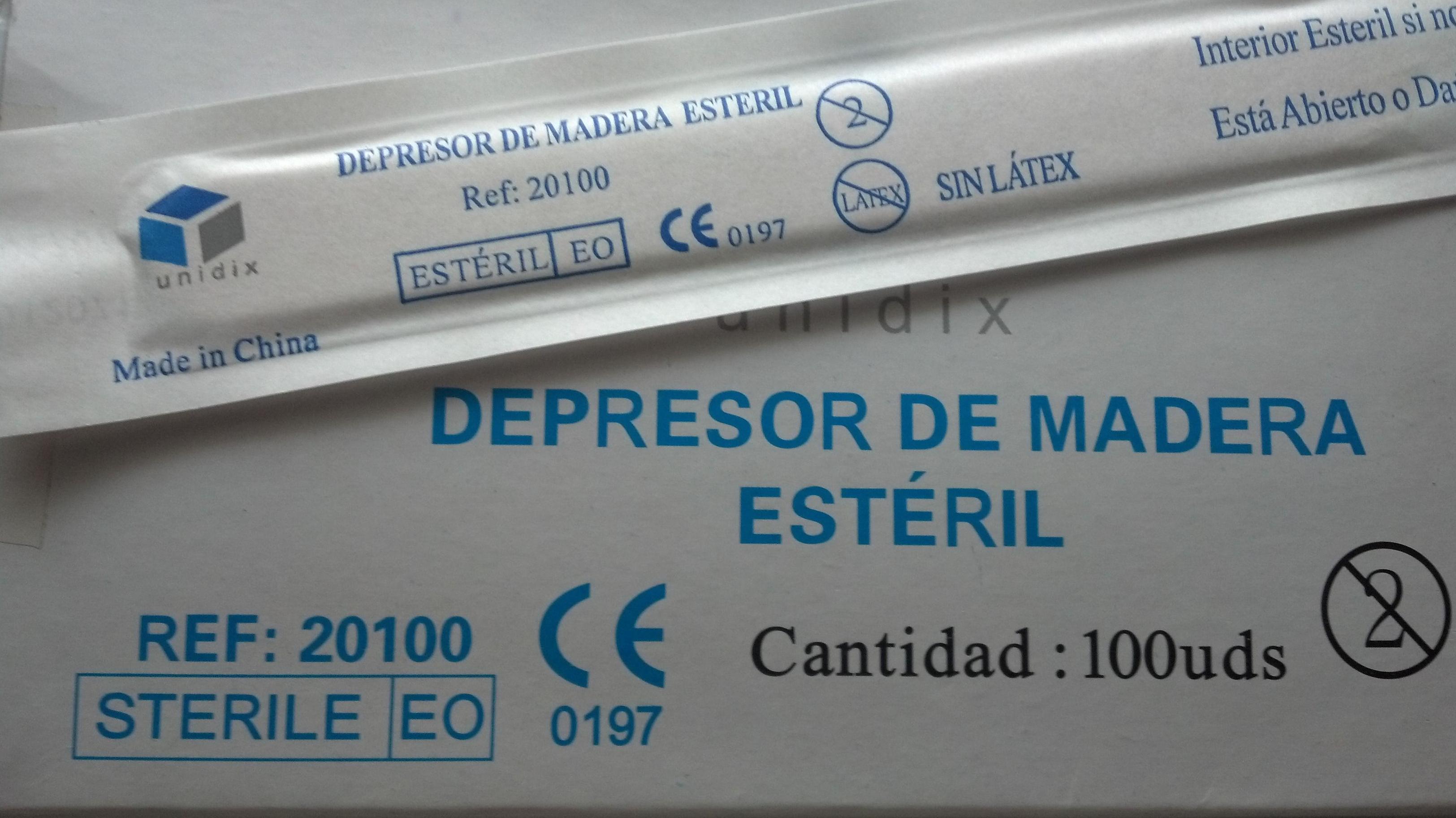 Depresor de madera estéril Depresor de madera estéril