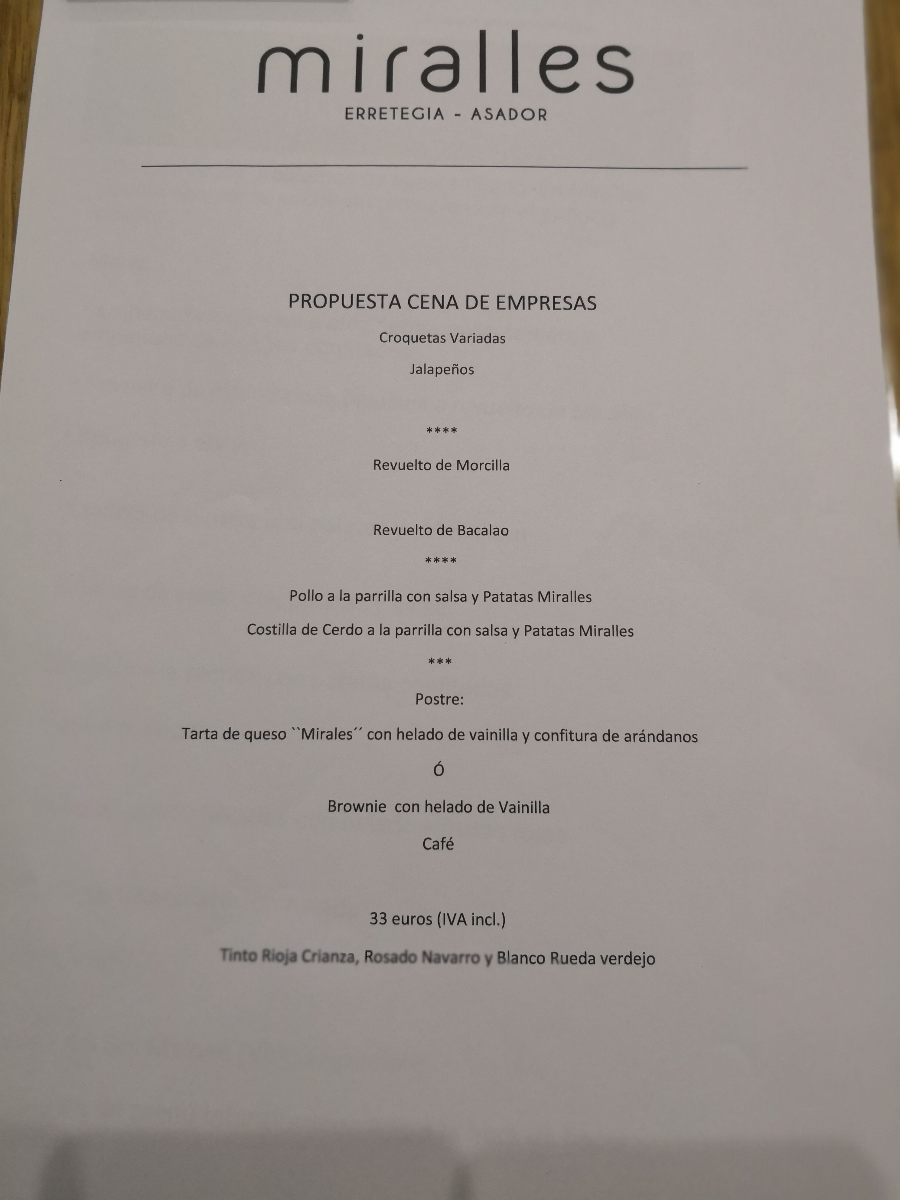 Menús para grupos: Carta y menús de Asador Miralles Menús para grupos: Carta y menús de Asador Miralles