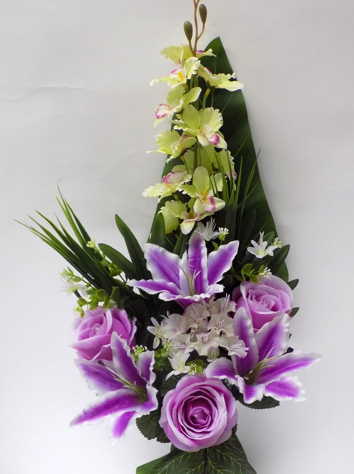 RAMO ENCARADO ROSA+LILIUM+ORQUIDEA (60CM)/ LILA REF: 40106_LI PRECIO: 5,50€ RAMO ENCARADO ROSA+LILIUM+ORQUIDEA (60CM)/ LILA REF: 40106_LI PRECIO: 5,50€