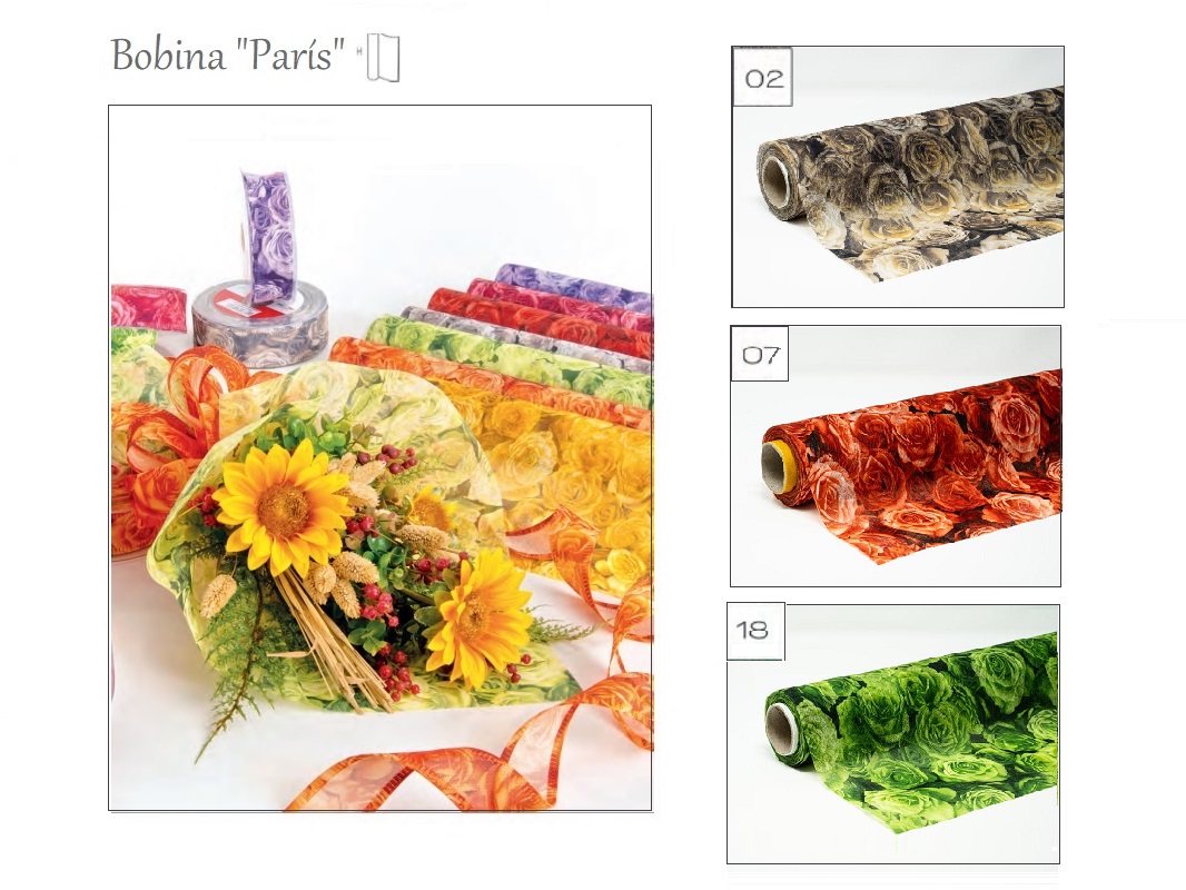 Bobina decofibra modelo "París" impresa digitalmente en material resistente al agua (510mm x 9mt) colores: 02,07,y 18 ref: 0723+color precio: 7,50€ Bobina decofibra modelo "París" impresa digitalmente en material resistente al agua (510mm x 9mt) colores: 02,07,y 18 ref: 0723+color precio: 7,50€