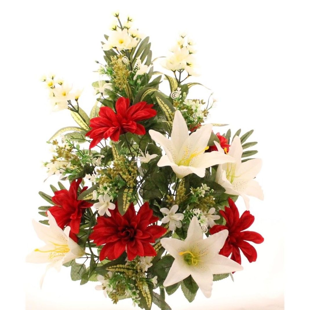 RAMO ENCARADO GIGANTE DALIA Y LILY. COLOR: ROJO REF.:6195 ROJ. PRECIO:6,50 € RAMO ENCARADO GIGANTE DALIA Y LILY. COLOR: ROJO REF.:6195 ROJ. PRECIO:6,50 €