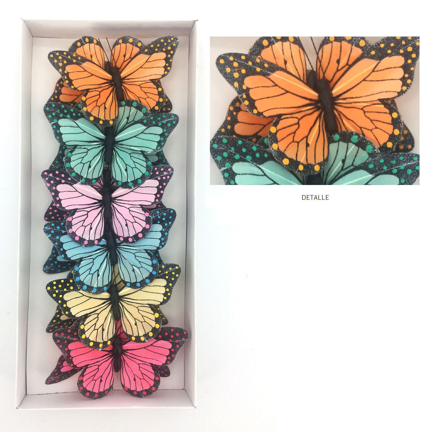 CAJAx12 MARIPOSAS C/CLIP (9CM)/ SURTIDO COLORES PASTEL REF: E0172.07A PRECIO: 6,00€ (0,50€/UD) CAJAx12 MARIPOSAS C/CLIP (9CM)/ SURTIDO COLORES PASTEL REF: E0172.07A PRECIO: 6,00€ (0,50€/UD)