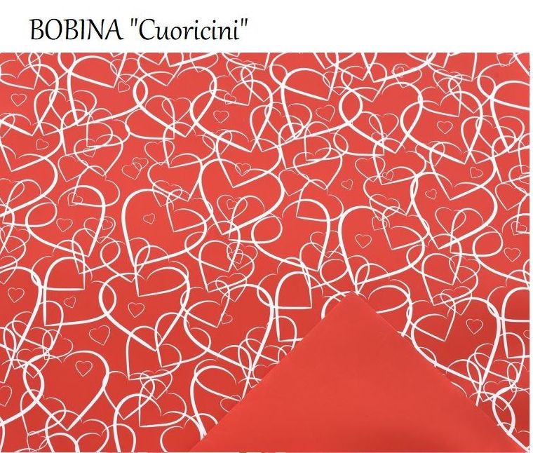 BOBINA "Cuoricini" (Perlada ppl 40my) 0,70x40MT/ ROJO REF: COR-200 PRECIO: 13,50€ BOBINA "Cuoricini" (Perlada ppl 40my) 0,70x40MT/ ROJO REF: COR-200 PRECIO: 13,50€