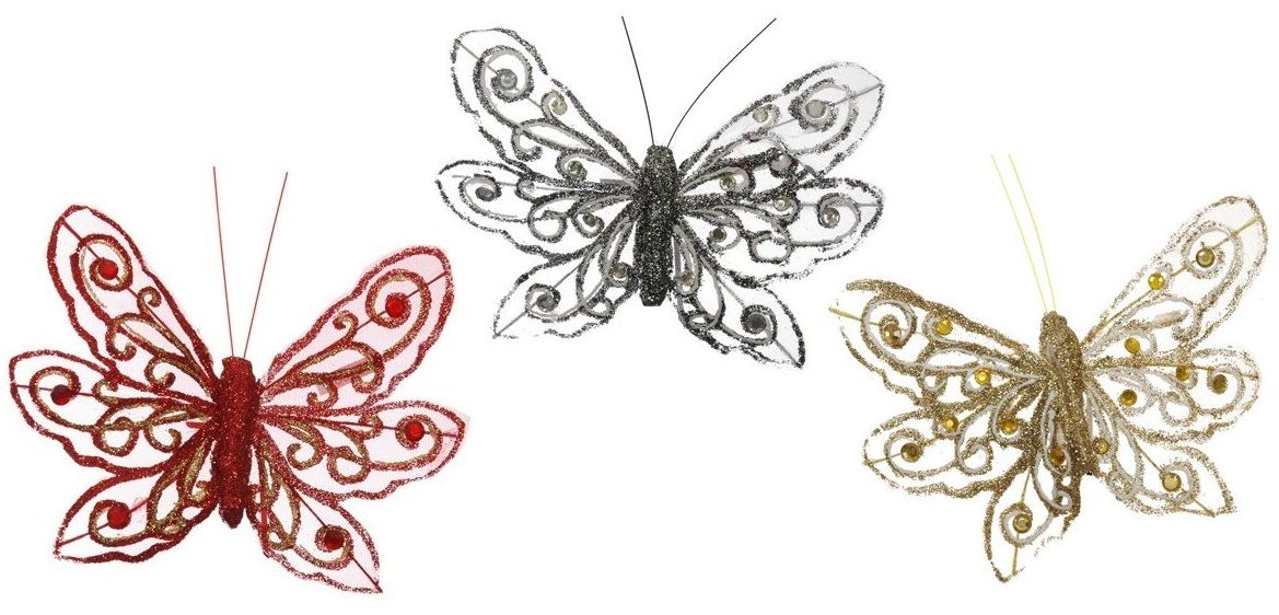 PQTEx12 MARIPOSAS C/CLIP (12,5CM)/SURTIDO ROJO-PLATA-ORO GLITTER REF: 97869/SURT PRECIO: 7,20€ (0,60/UD) PQTEx12 MARIPOSAS C/CLIP (12,5CM)/SURTIDO ROJO-PLATA-ORO GLITTER REF: 97869/SURT PRECIO: 7,20€ (0,60/UD)