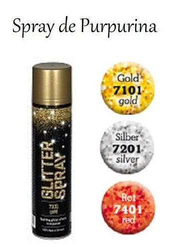 SPRAY PURPURINA (400 ml) REF: 7101 (ORO), 7201 (PLATA), 7301 (ROJO) PRECIO: 4,75€/UD SPRAY PURPURINA (400 ml) REF: 7101 (ORO), 7201 (PLATA), 7301 (ROJO) PRECIO: 4,75€/UD