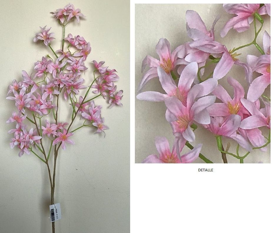 VARA LARGA MINIFLOWER X3 BRAZOS (D6 H95CM) / ROSA REF: AM-117.RS PRECIO: 2,50€ VARA LARGA MINIFLOWER X3 BRAZOS (D6 H95CM) / ROSA REF: AM-117.RS PRECIO: 2,50€