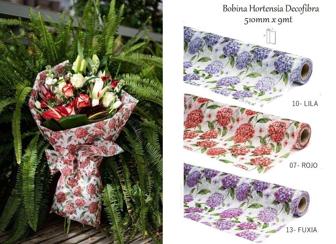 BOBINA "Hortensia" DECOFIBRA (510mm x 9mt)/ COLORES: 07-ROJO, 10-LILA Y 13- FUXIA REF: 794 +(COLOR) PRECIO: 5,10€/UD BOBINA "Hortensia" DECOFIBRA (510mm x 9mt)/ COLORES: 07-ROJO, 10-LILA Y 13- FUXIA REF: 794 +(COLOR) PRECIO: 5,10€/UD