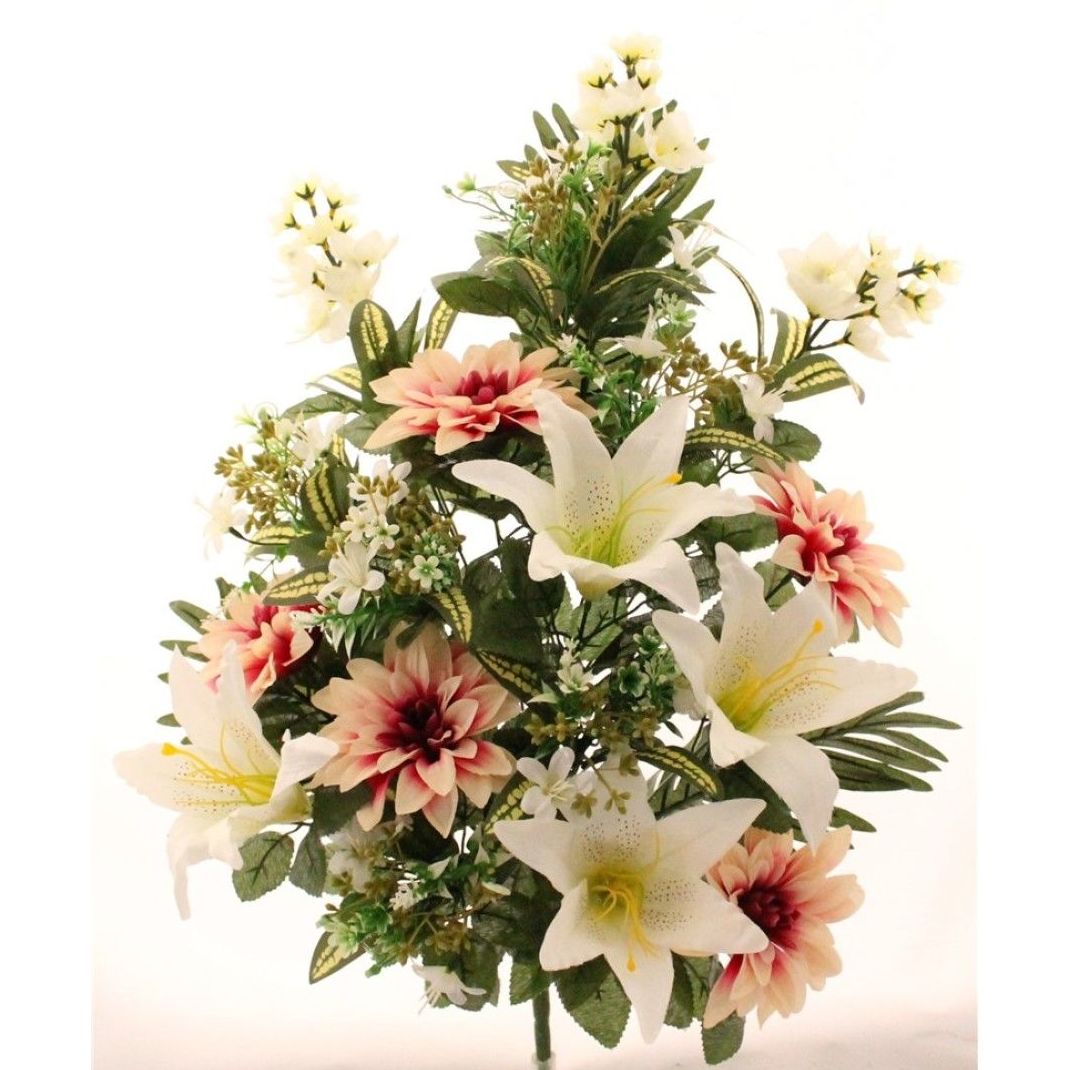 RAMO ENCARADO GIGANTE DALIA Y LILY. COLOR: MALVA REF.:6195 MAL PRECIO:6,50 € RAMO ENCARADO GIGANTE DALIA Y LILY. COLOR: MALVA REF.:6195 MAL PRECIO:6,50 €
