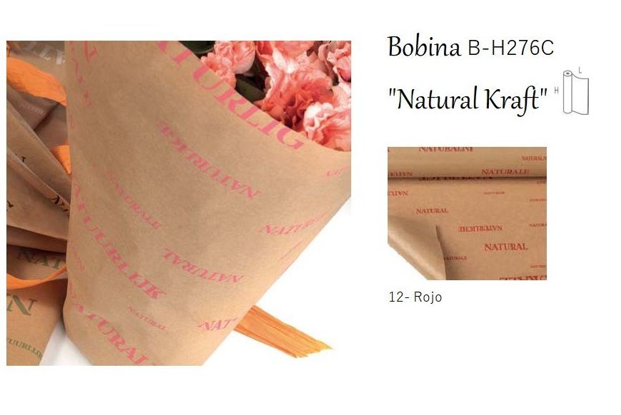 BOBINA DE PAPEL KRAFT ESTAMPADO NATURAL "NATURALE KRAFT" (45GR 0,70X50MT)/ 12 (ROJO) REF: B-H276C PRECIO: 12,00€ BOBINA DE PAPEL KRAFT ESTAMPADO NATURAL "NATURALE KRAFT" (45GR 0,70X50MT)/ 12 (ROJO) REF: B-H276C PRECIO: 12,00€