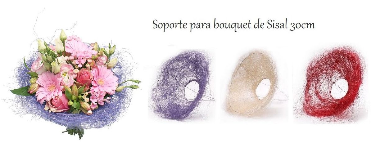 SOPORTE PARA BOUQUET DE SISAL 30cm (COL.: REF: M.0340 ROJO, M.0346 LAVANDA, M.0347 BLANCO) PRECIO: 1,35€/UD (SE VENDEN EN PQTES DE 10 UNIDADES) SOPORTE PARA BOUQUET DE SISAL 30cm (COL.: REF: M.0340 ROJO, M.0346 LAVANDA, M.0347 BLANCO) PRECIO: 1,35€/UD (SE VENDEN EN PQTES DE 10 UNIDADES)