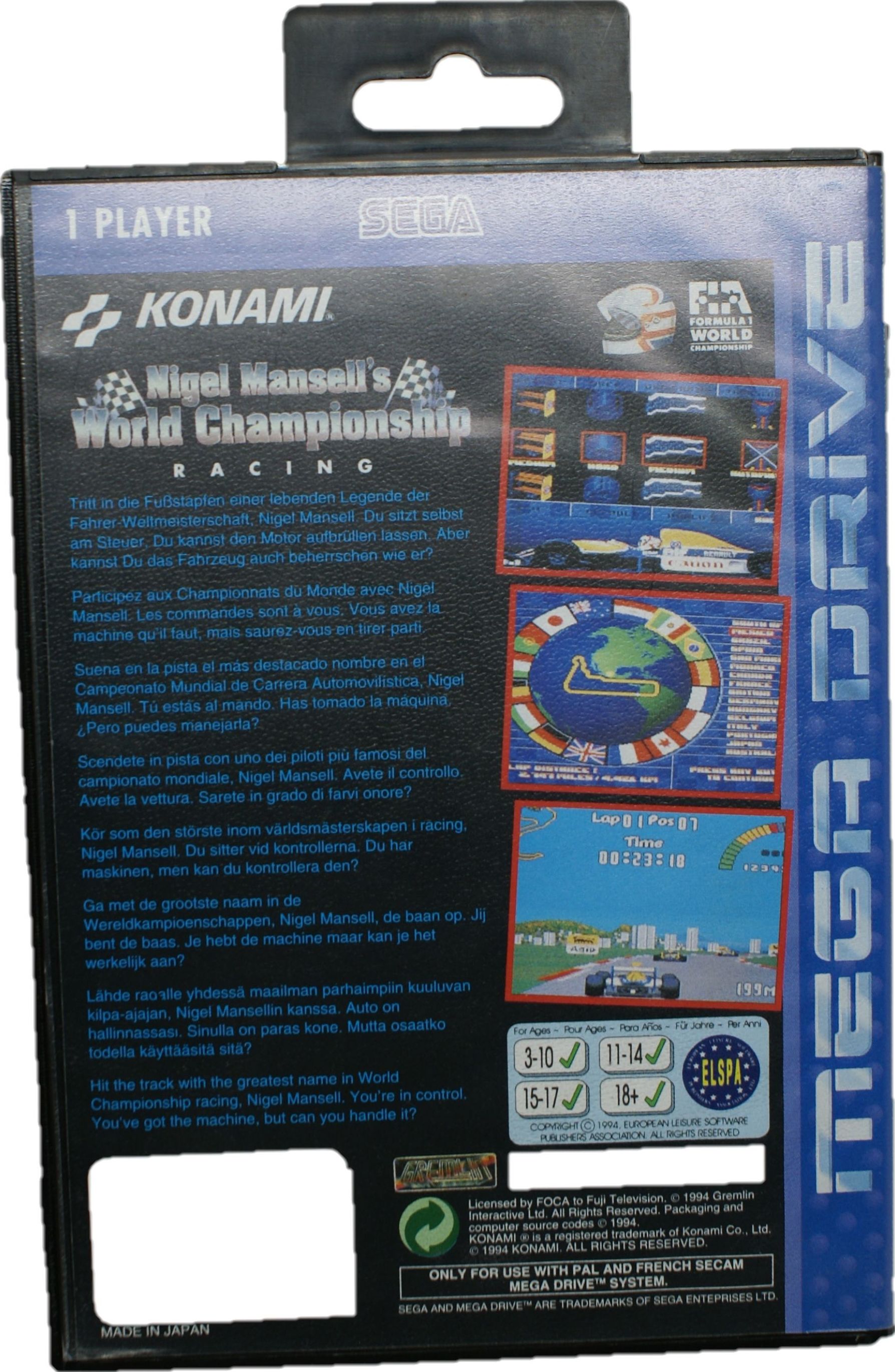 MEGA DRIVE NIGEL MANSELLS WORLD CHAMPIONSHIP RACING: Catalogo de Ocasiones La Moneta MEGA DRIVE NIGEL MANSELLS WORLD CHAMPIONSHIP RACING: Catalogo de Ocasiones La Moneta