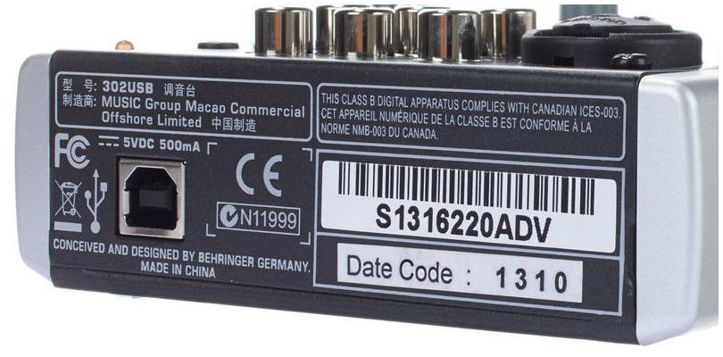Mezclador compacto de 5 canales y usb Behringer Xenyx 302usb Mezclador compacto de 5 canales y usb Behringer Xenyx 302usb