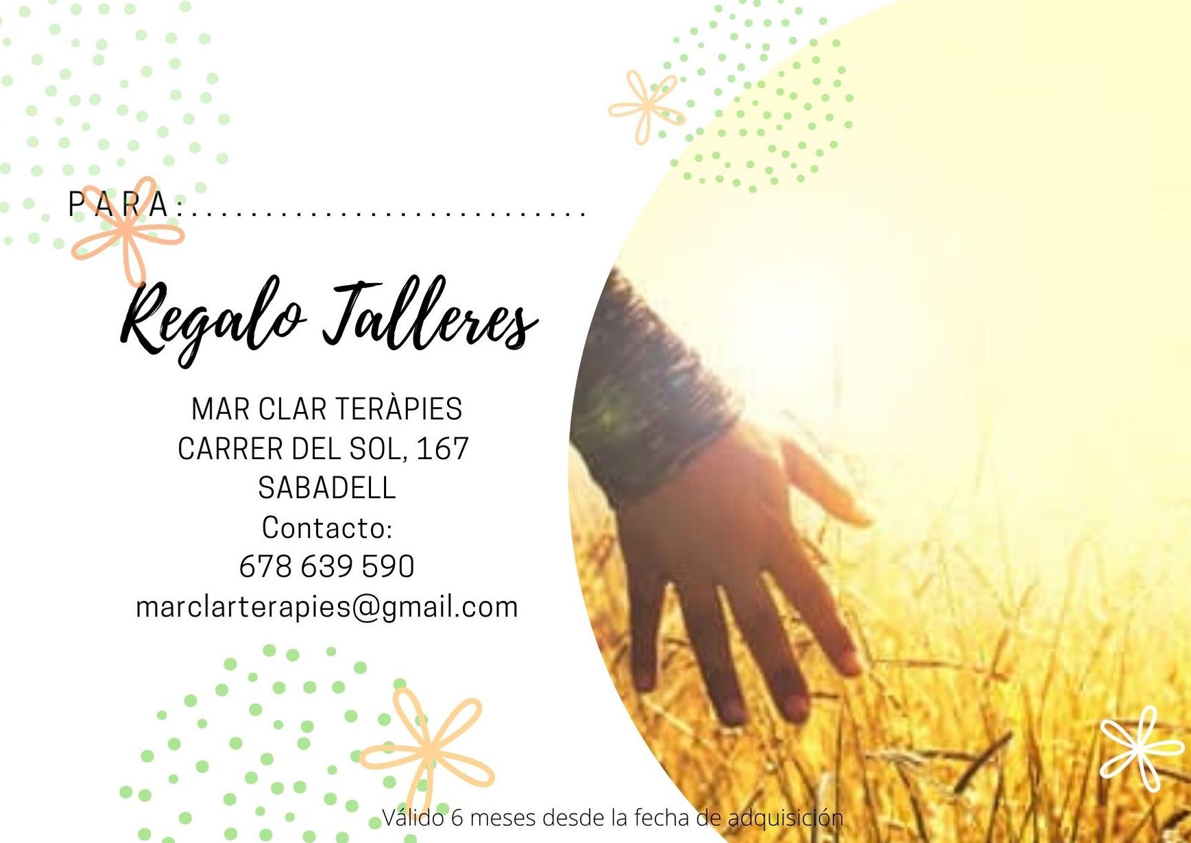 Tarjeta Regalo: Productos y Servicios de Mar Clar Teràpies Tarjeta Regalo: Productos y Servicios de Mar Clar Teràpies