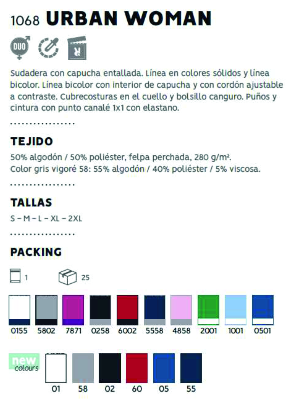 Sudadera Urban Woman: Artículos Textiles de Serigrafía Badajoz C.B. Sudadera Urban Woman: Artículos Textiles de Serigrafía Badajoz C.B.