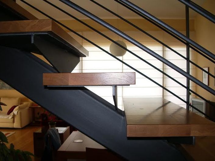 Vista lateral de una escalera 