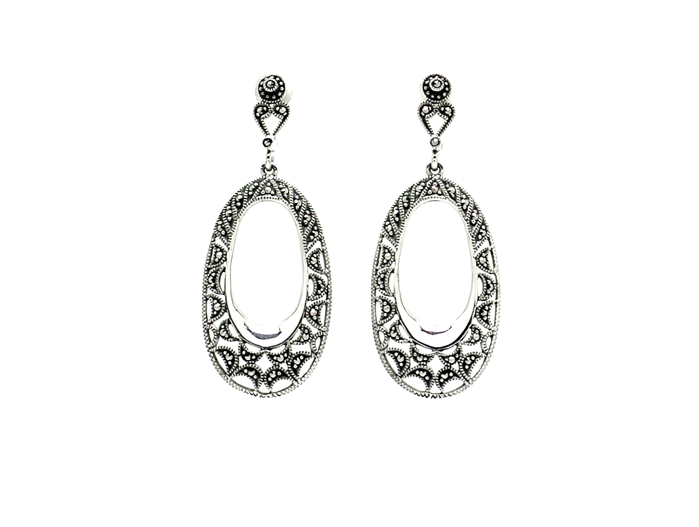 Pendientes de Plata de 1ª Ley con marcasitas. Ref.: AP-064/00: Catálogo de Antigua Joyeros Pendientes de Plata de 1ª Ley con marcasitas. Ref.: AP-064/00: Catálogo de Antigua Joyeros