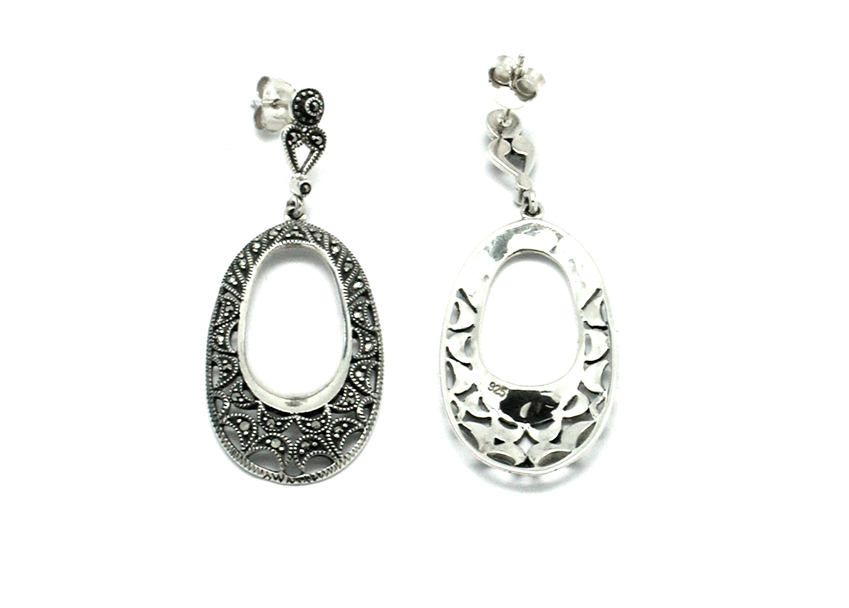 Pendientes de Plata de 1ª Ley con marcasitas. Ref.: AP-064/00: Catálogo de Antigua Joyeros Pendientes de Plata de 1ª Ley con marcasitas. Ref.: AP-064/00: Catálogo de Antigua Joyeros