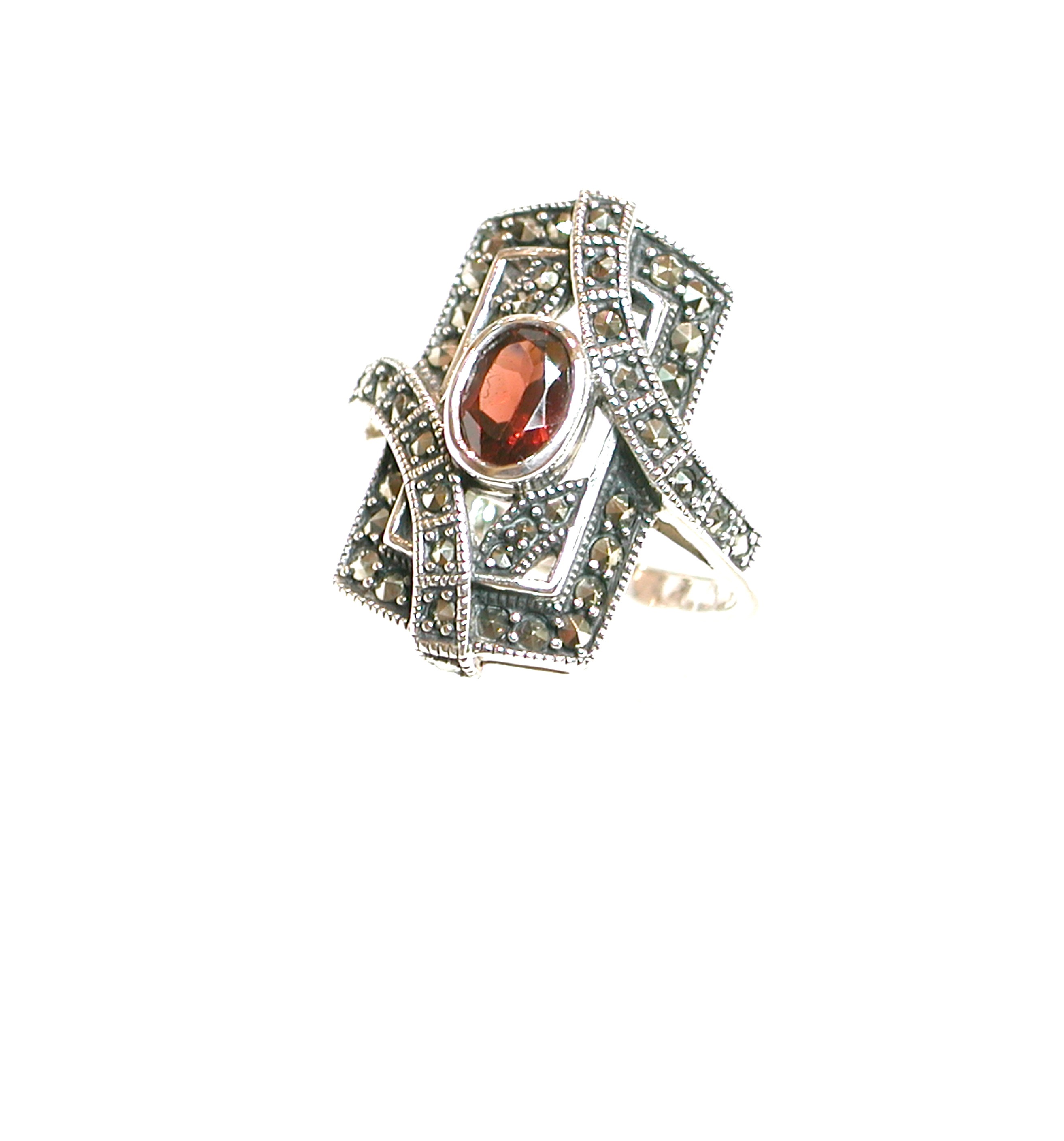 Sortija de Plata de 1ª Ley con Granate. Ref. MS8963/09: Catálogo de Antigua Joyeros Sortija de Plata de 1ª Ley con Granate. Ref. MS8963/09: Catálogo de Antigua Joyeros