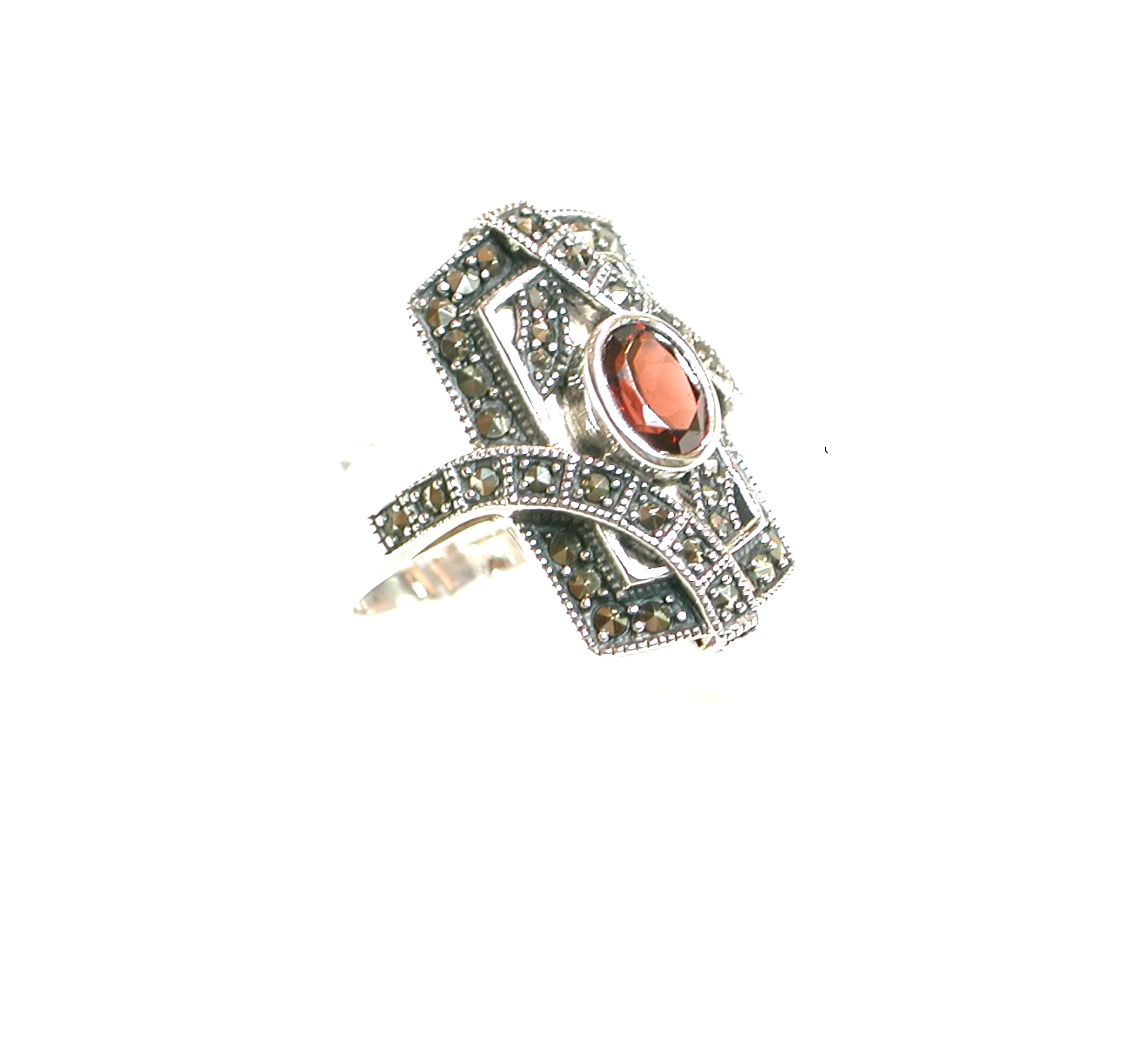 Sortija de Plata de 1ª Ley con Granate. Ref. MS8963/09: Catálogo de Antigua Joyeros Sortija de Plata de 1ª Ley con Granate. Ref. MS8963/09: Catálogo de Antigua Joyeros