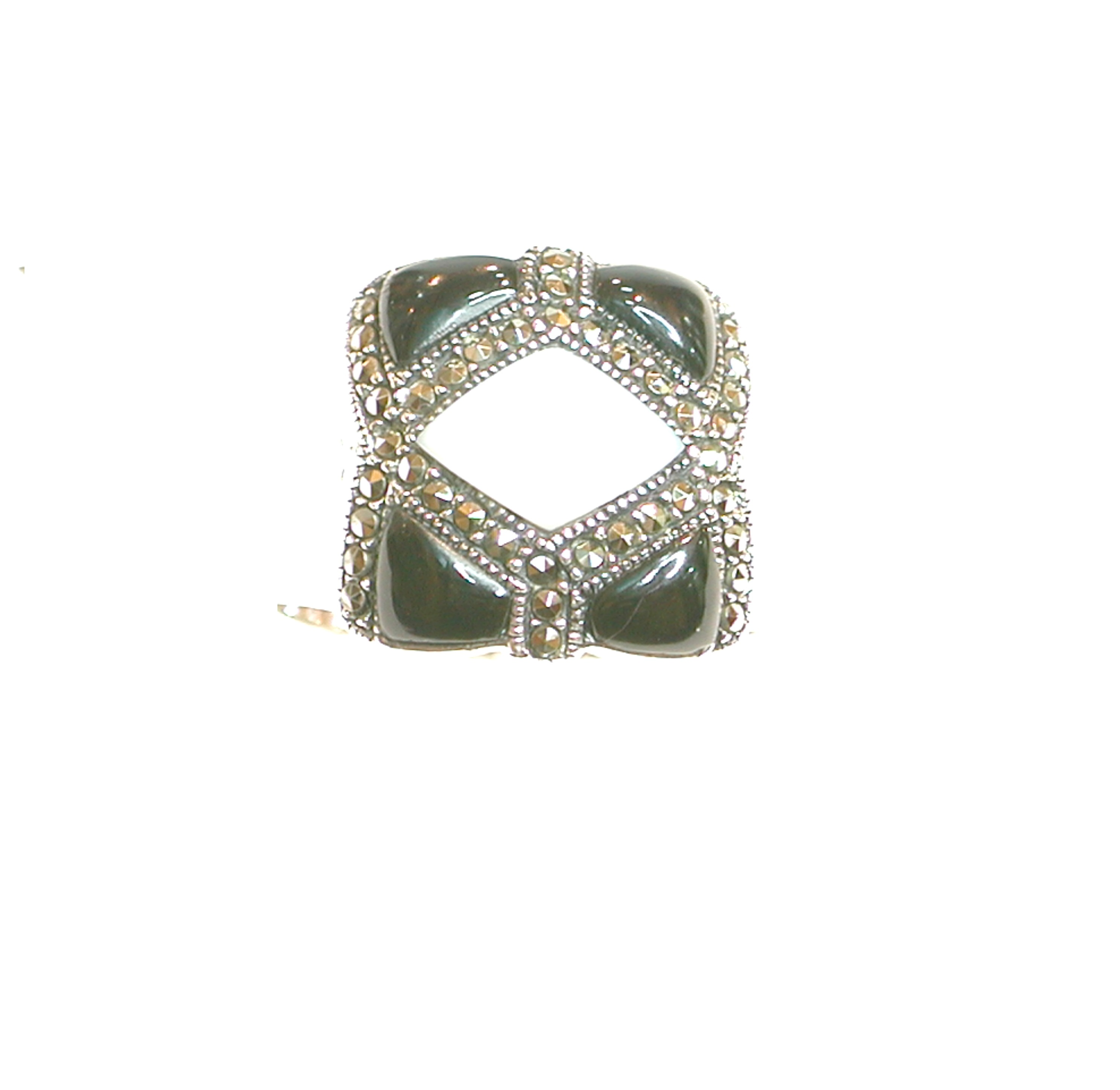 Sortija Cuadrada de Plata 1º Ley Ónix y Nácar. Ref. MS6608/38: Catálogo de Antigua Joyeros Sortija Cuadrada de Plata 1º Ley Ónix y Nácar. Ref. MS6608/38: Catálogo de Antigua Joyeros