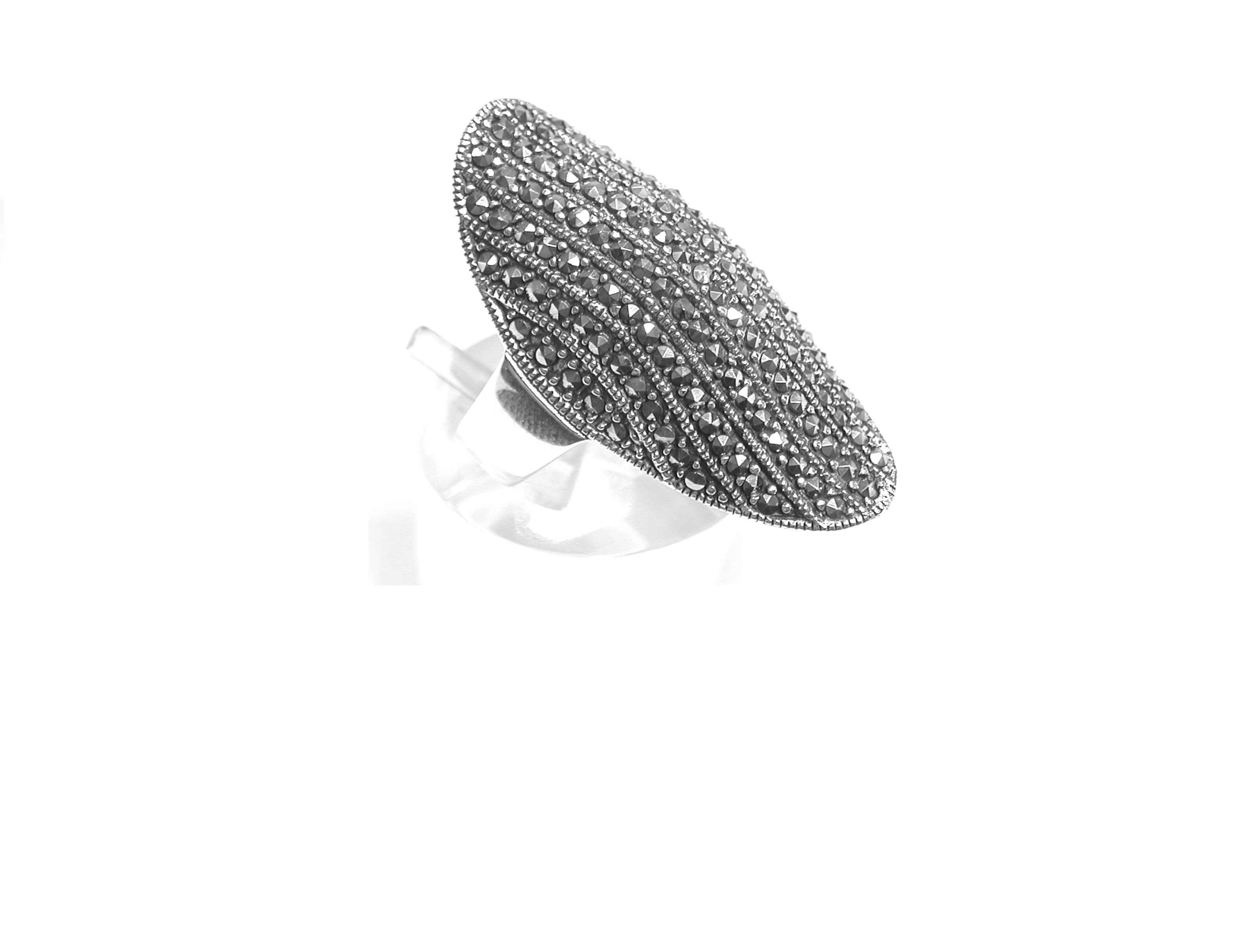 Sortija Ovalada de Plata de 1º Ley y Marcasitas. Ref. MS6931/00: Catálogo de Antigua Joyeros Sortija Ovalada de Plata de 1º Ley y Marcasitas. Ref. MS6931/00: Catálogo de Antigua Joyeros