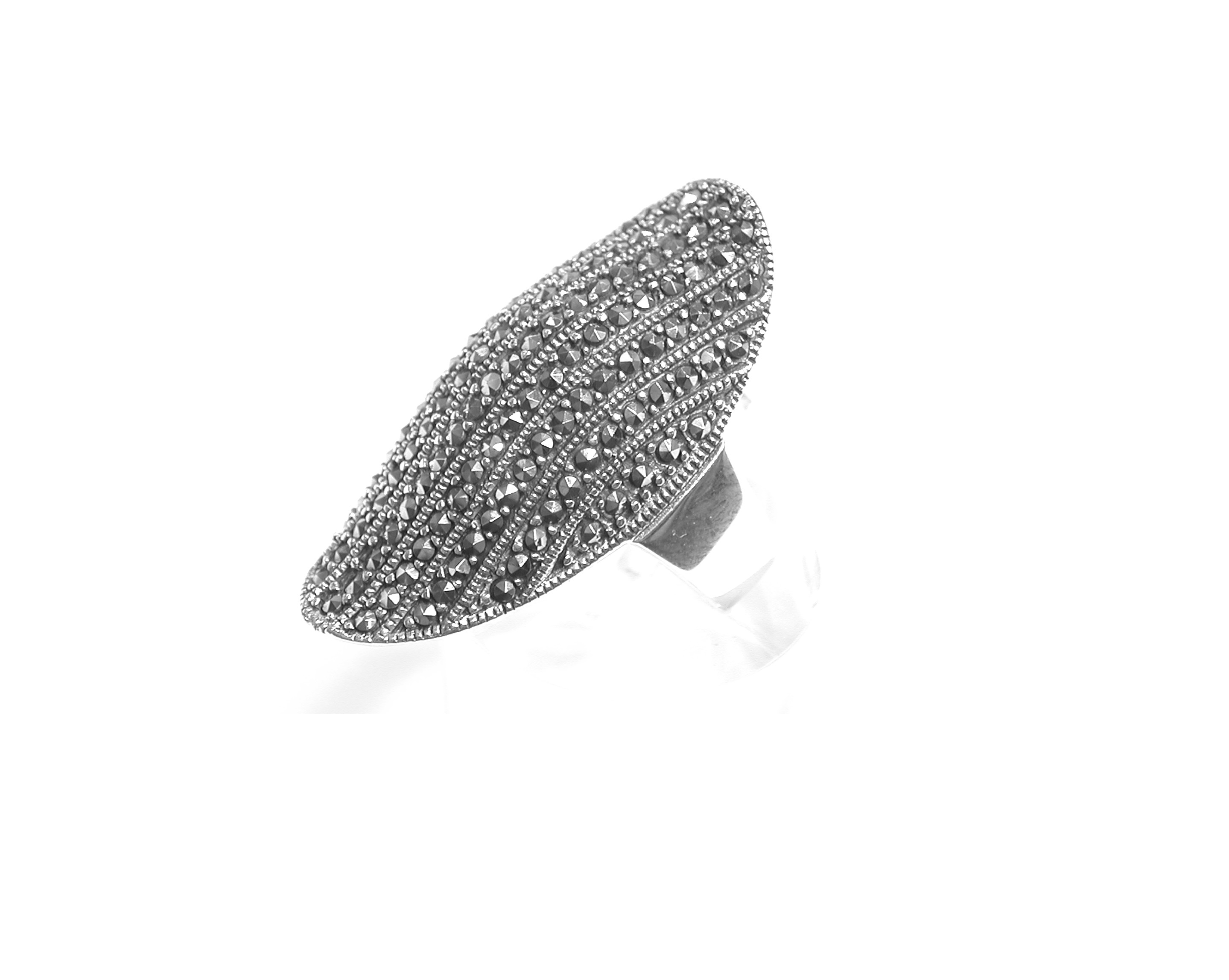 Sortija Ovalada de Plata de 1º Ley y Marcasitas. Ref. MS6931/00: Catálogo de Antigua Joyeros Sortija Ovalada de Plata de 1º Ley y Marcasitas. Ref. MS6931/00: Catálogo de Antigua Joyeros