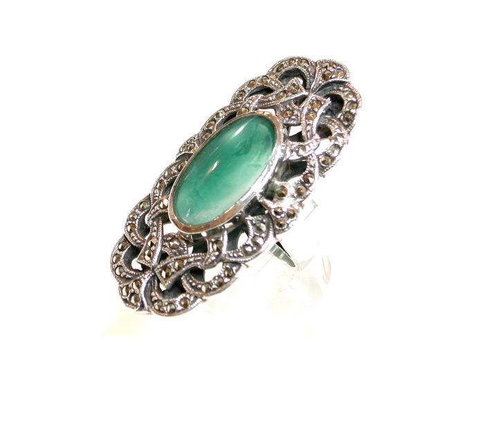 Sortija Ovalada y Calada Plata 1º Ley y aventurina Verde Ref. GS-336/04: Catálogo de Antigua Joyeros Sortija Ovalada y Calada Plata 1º Ley y aventurina Verde Ref. GS-336/04: Catálogo de Antigua Joyeros