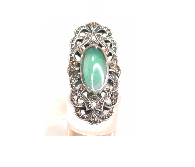 Sortija Ovalada y Calada Plata 1º Ley y aventurina Verde Ref. GS-336/04: Catálogo de Antigua Joyeros Sortija Ovalada y Calada Plata 1º Ley y aventurina Verde Ref. GS-336/04: Catálogo de Antigua Joyeros