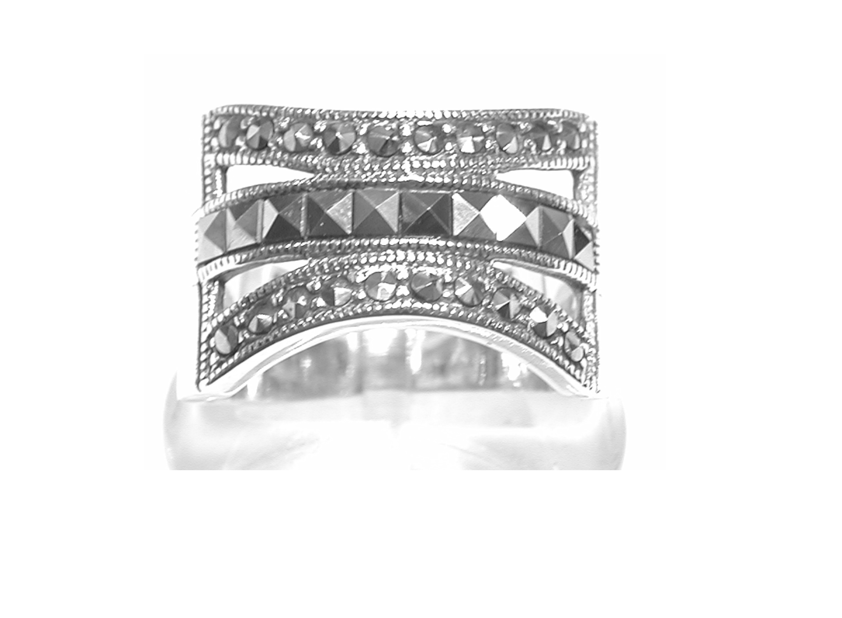 Sortija de Plata de 1ª Ley con Marcasitas. Ref. MS6954/00: Catálogo de Antigua Joyeros Sortija de Plata de 1ª Ley con Marcasitas. Ref. MS6954/00: Catálogo de Antigua Joyeros