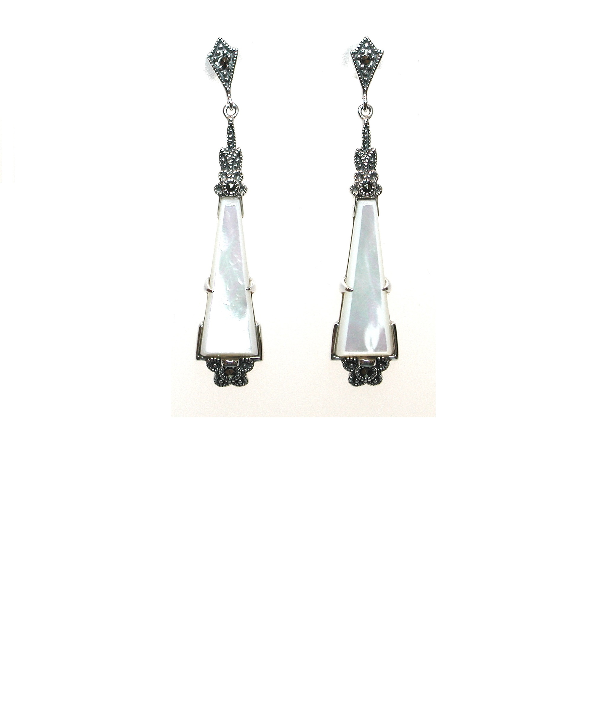Pendientes de Plata de 1ª Ley, Marcasitas y Nácar. Ref. AP1249/07: Catálogo de Antigua Joyeros Pendientes de Plata de 1ª Ley, Marcasitas y Nácar. Ref. AP1249/07: Catálogo de Antigua Joyeros