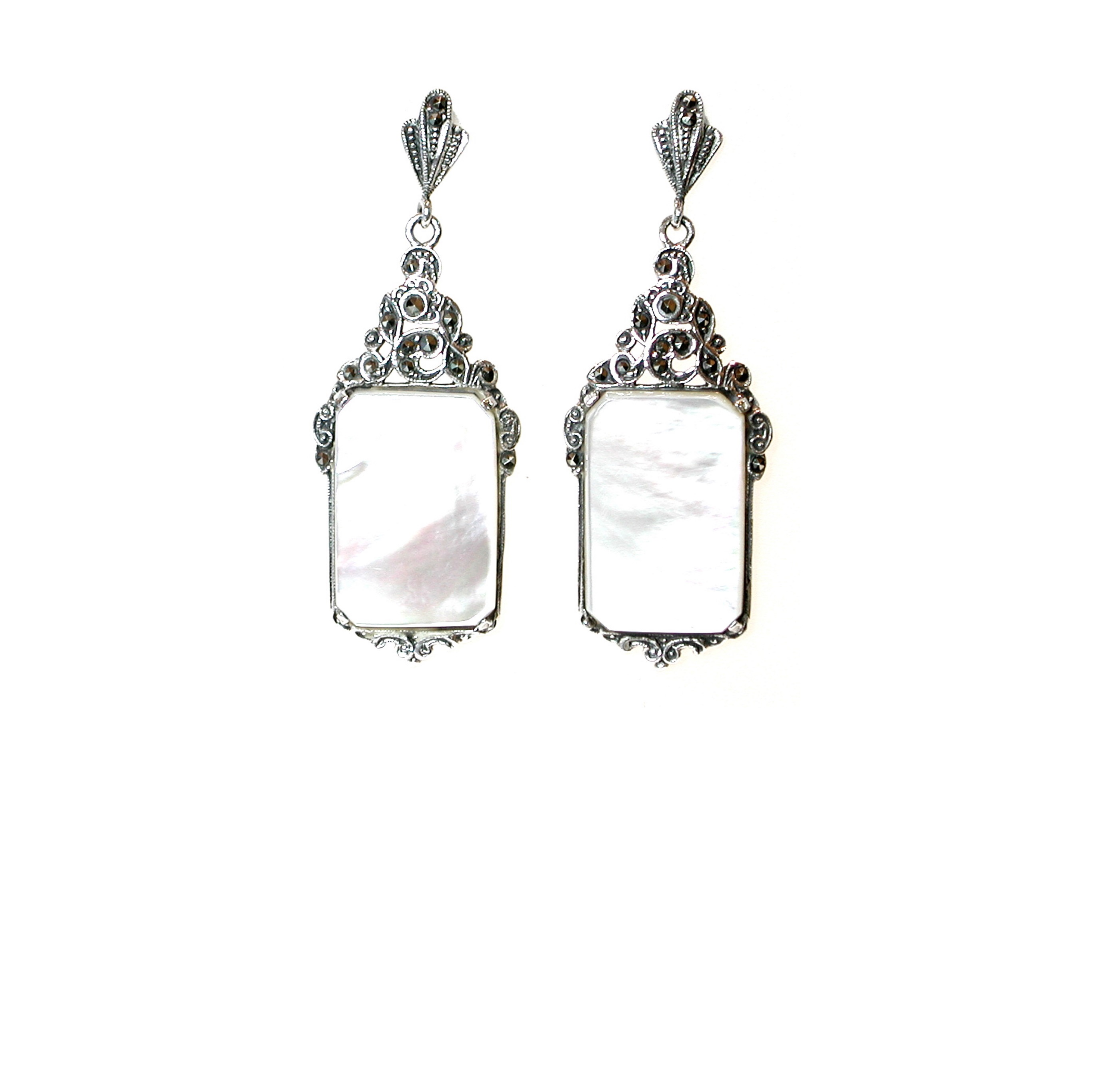 Pendientes de Plata de 1ª Ley, Nácar y Marcasitas. Ref. GPA325/07: Catálogo de Antigua Joyeros Pendientes de Plata de 1ª Ley, Nácar y Marcasitas. Ref. GPA325/07: Catálogo de Antigua Joyeros