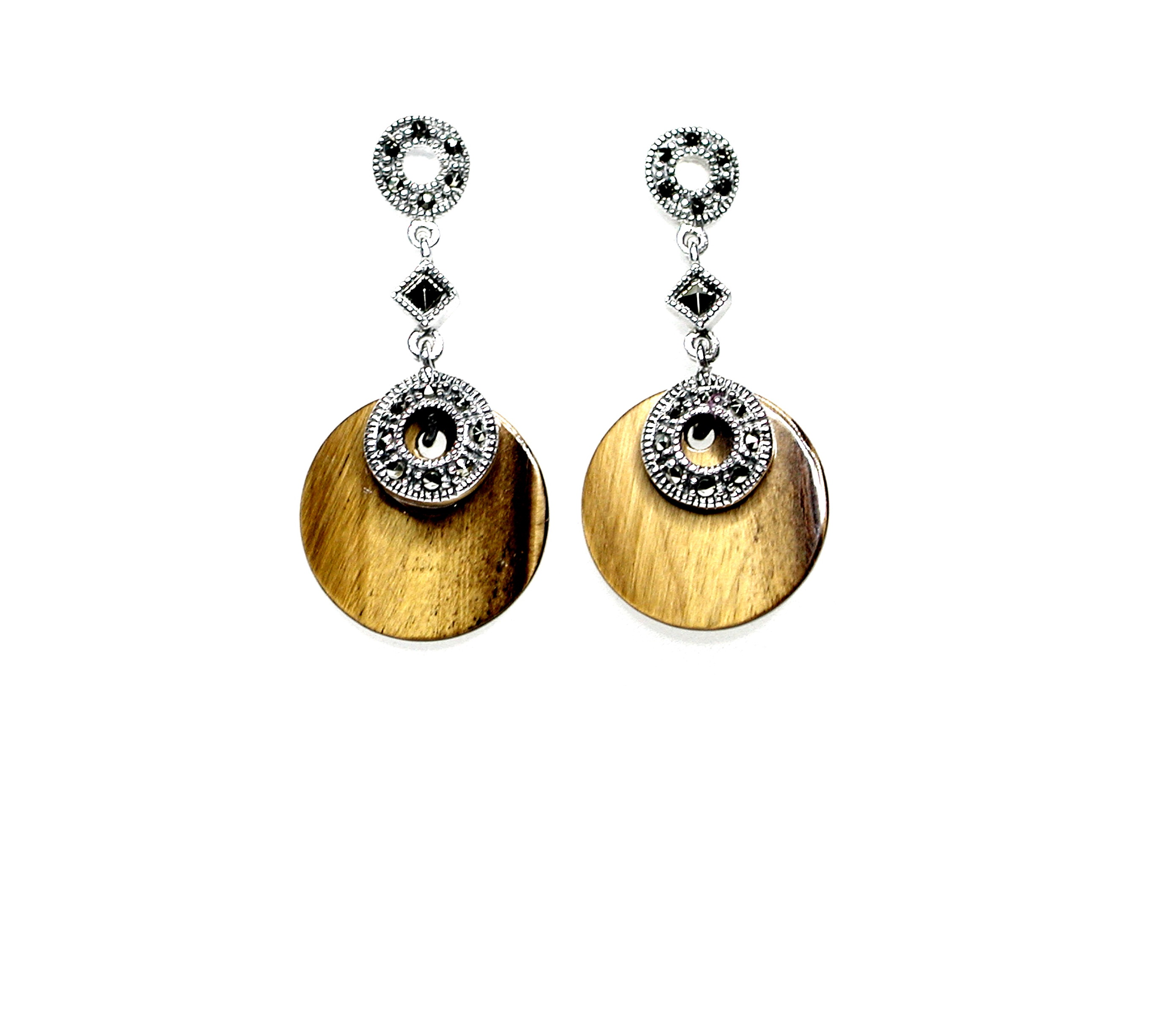 Pendientes de Plata de 1ª Ley, Cuarzo y Marcasitas. Ref. HP3781/35: Catálogo de Antigua Joyeros Pendientes de Plata de 1ª Ley, Cuarzo y Marcasitas. Ref. HP3781/35: Catálogo de Antigua Joyeros