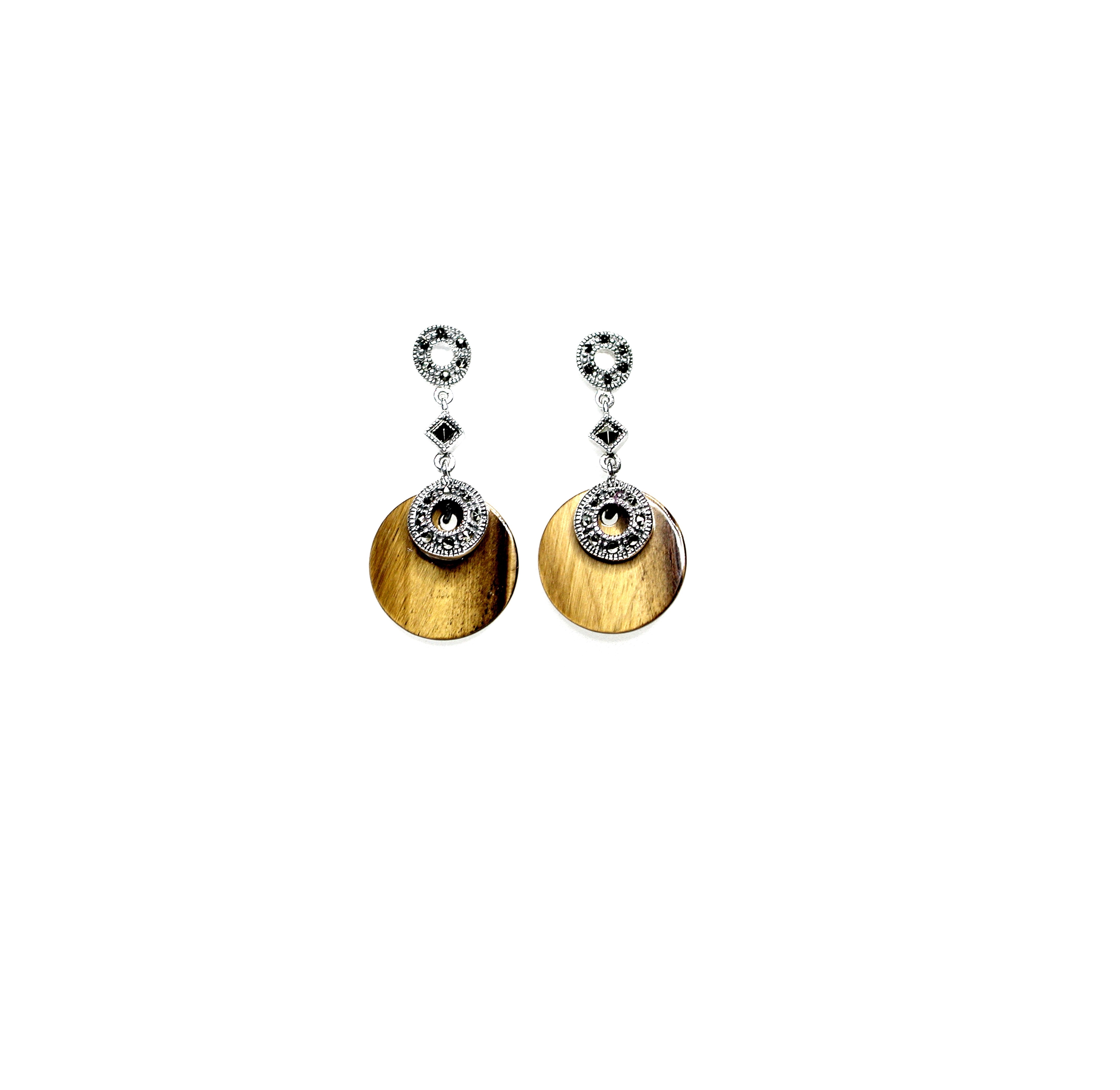 Pendientes de Plata de 1ª Ley, Cuarzo y Marcasitas. Ref. HP3781/35: Catálogo de Antigua Joyeros Pendientes de Plata de 1ª Ley, Cuarzo y Marcasitas. Ref. HP3781/35: Catálogo de Antigua Joyeros