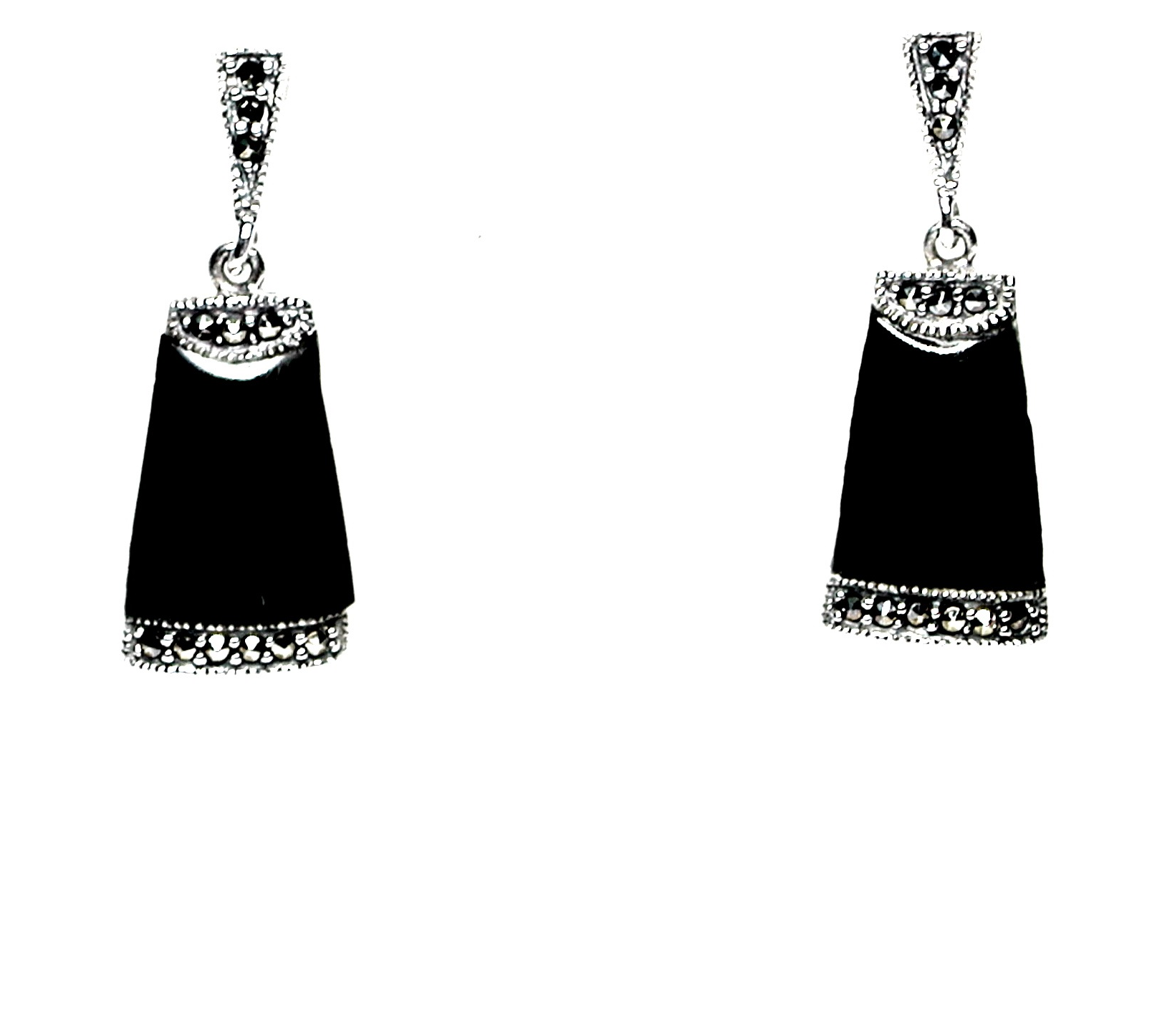 Pendientes de Plata de 1ª Ley, Ónices y Marcasitas. Ref. HP2631/01: Catálogo de Antigua Joyeros Pendientes de Plata de 1ª Ley, Ónices y Marcasitas. Ref. HP2631/01: Catálogo de Antigua Joyeros