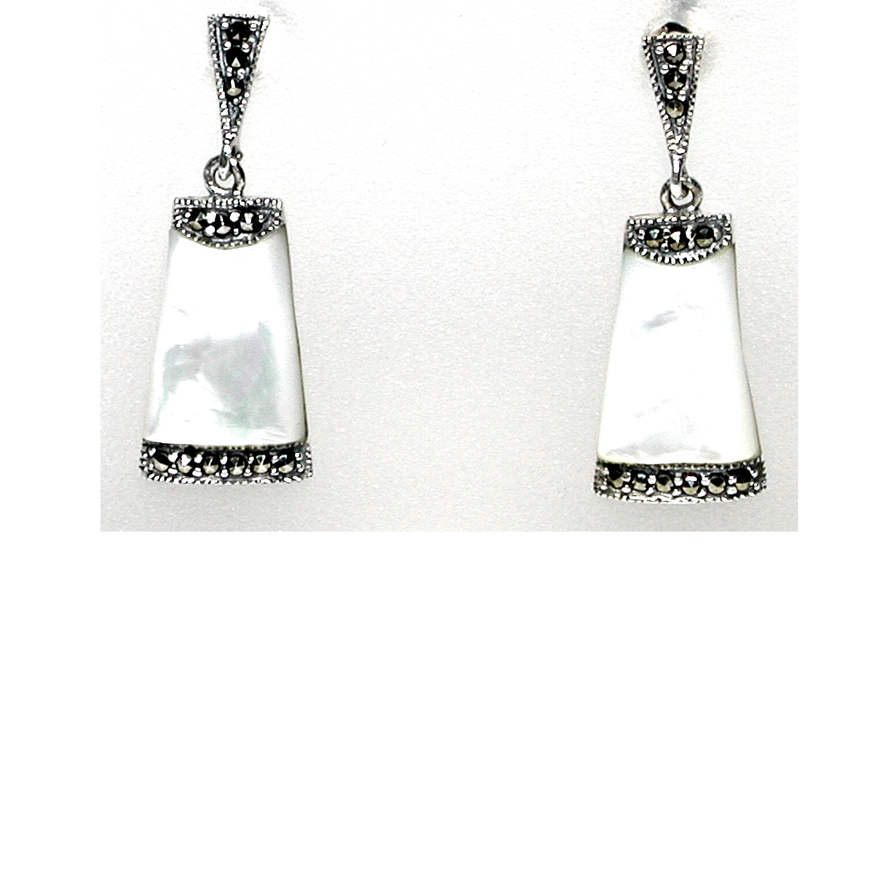 Pendientes de Plata de 1ª Ley, Nácar y Marcasitas. Ref. HP2631/07: Catálogo de Antigua Joyeros Pendientes de Plata de 1ª Ley, Nácar y Marcasitas. Ref. HP2631/07: Catálogo de Antigua Joyeros